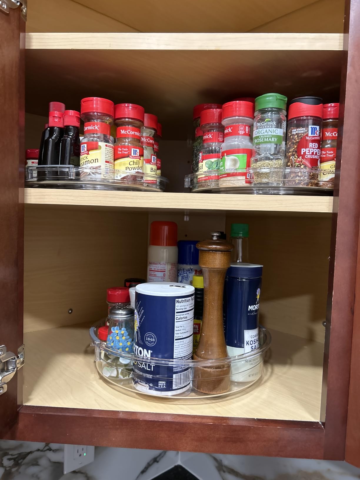 LAMU 3 Pack Lazy Susan Organizer Turntable for Cabinet, Pantry Organizers and Storage, Rotating Condiment Organizer for Kitchen, Table Top, Fridge, Countertop, Spice Organization, 9.25'' 10.6'' 12'' customer photo 1