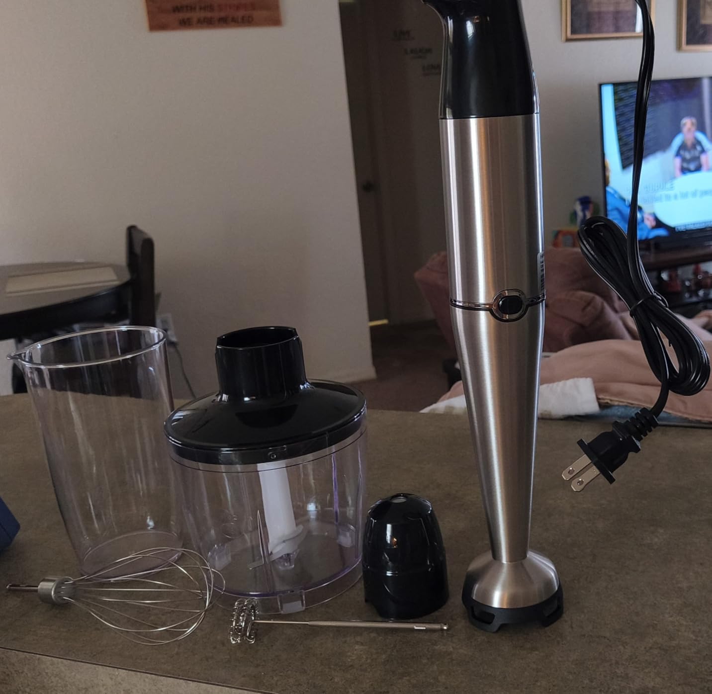 Turelar Immersion Blender Handheld Corded, 1100W 5 in 1 Hand Blender Set | Trigger Variable Speed, Emulsion Stick Mixer with Food Processor, Whisk, Frother, for Soup, Puree, Baby Food, Anti-scratch customer photo 2