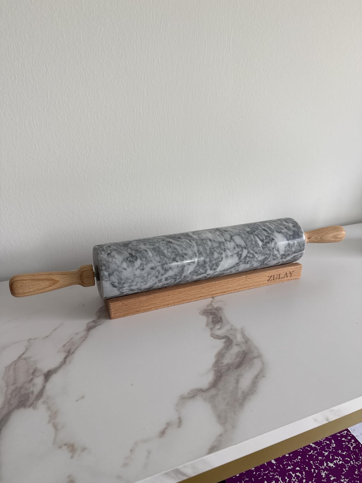 Zulay Kitchen 17-Inch Marble Rolling Pin With Stand - Polished Marble Rolling Pins For Baking Pastries, Bread & Pizza customer photo 1