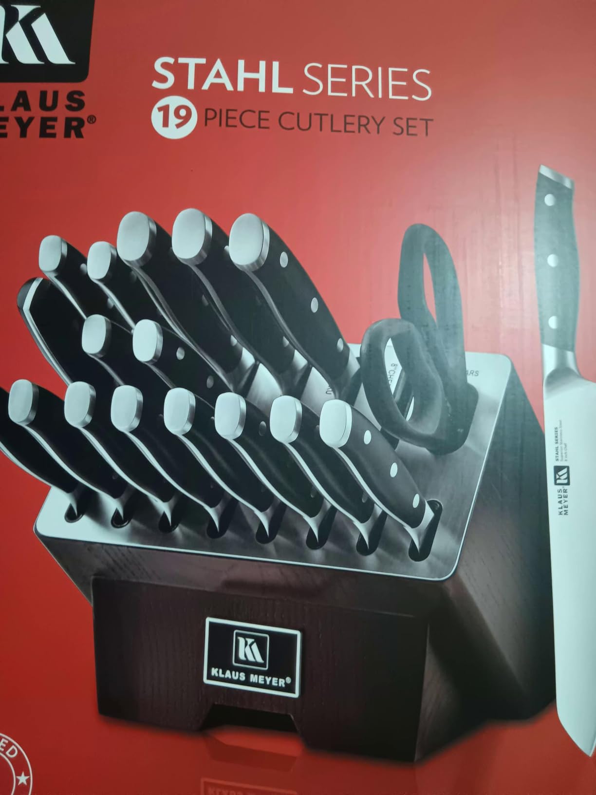 Klaus Meyer 19-Piece Knife Block Set with Sharpener, High Carbon German Stainless Steel, Full-Tang Handles customer photo 2