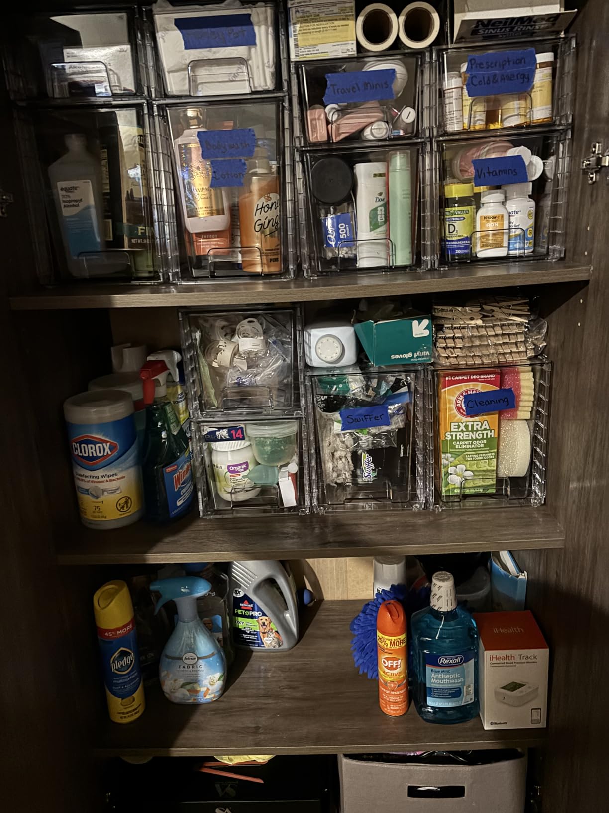 Vtopmart 4 Pack Large Stackable Pantry Storage Drawers, Clear Organizer Bins with Handles, Acrylic Drawer Organizers for Kitchen, Pantry, Bathroom Undersink, Cabinet Organization and Storage customer photo 1