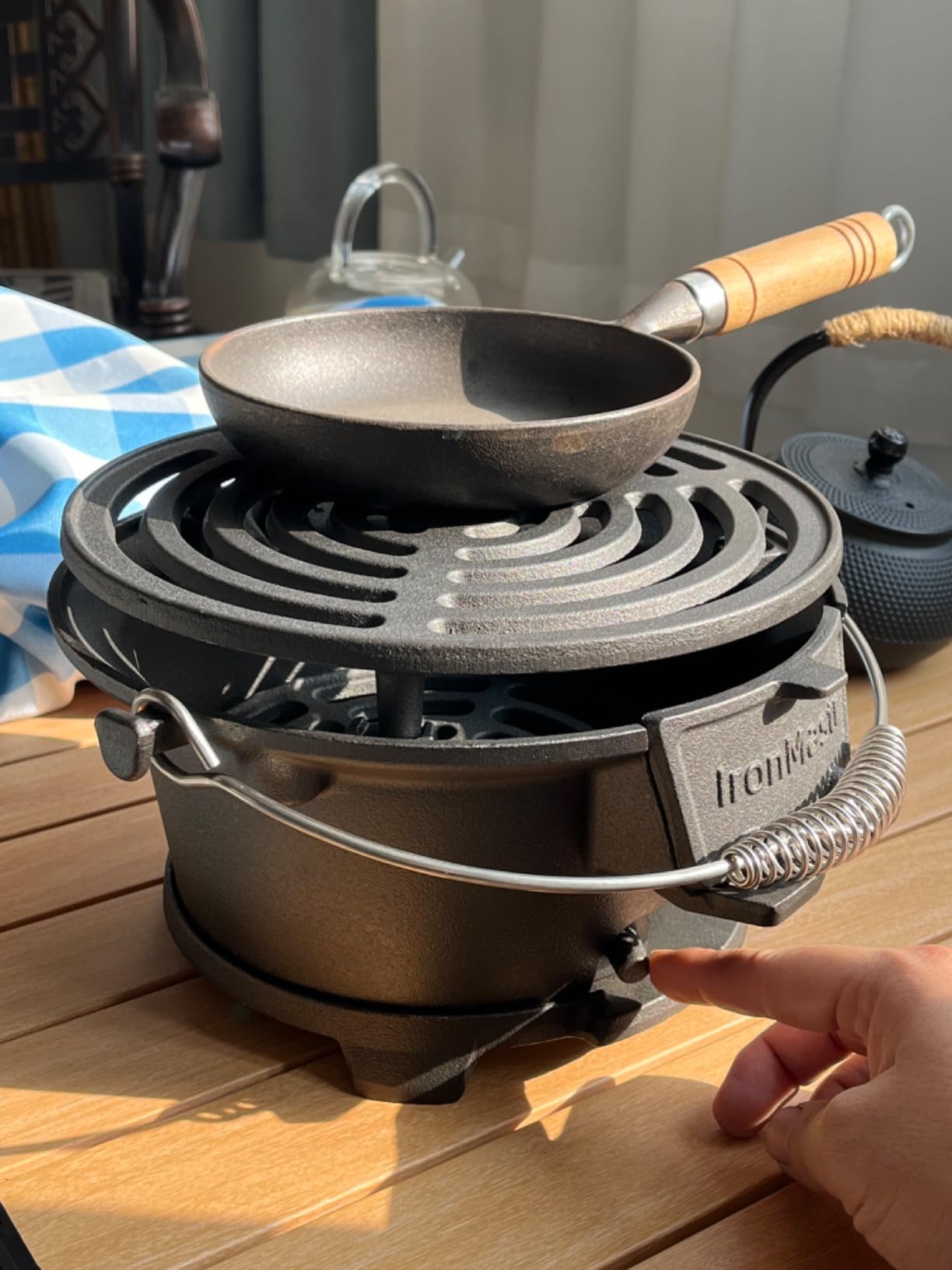IronMaster Hibachi Grill, 100% Cast Iron, Tabletop Small Portable Charcoal Grill for Outdoor Camping - 2 Heights, Air Control, Coal Door, Ideal for 2 People customer photo 2