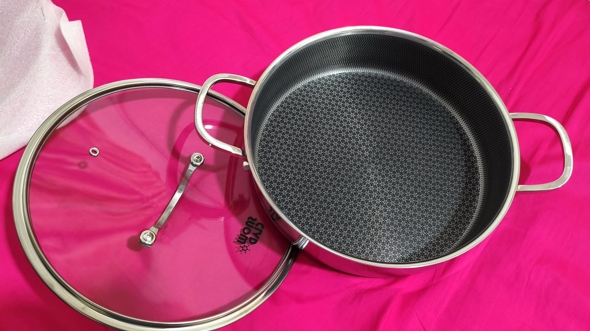 Hybrid Non Stick 5 Quart Everyday Braiser Pan, 12 Inch Deep Frying Pan with Lid, PFOA Free, Induction Compatible customer photo 2