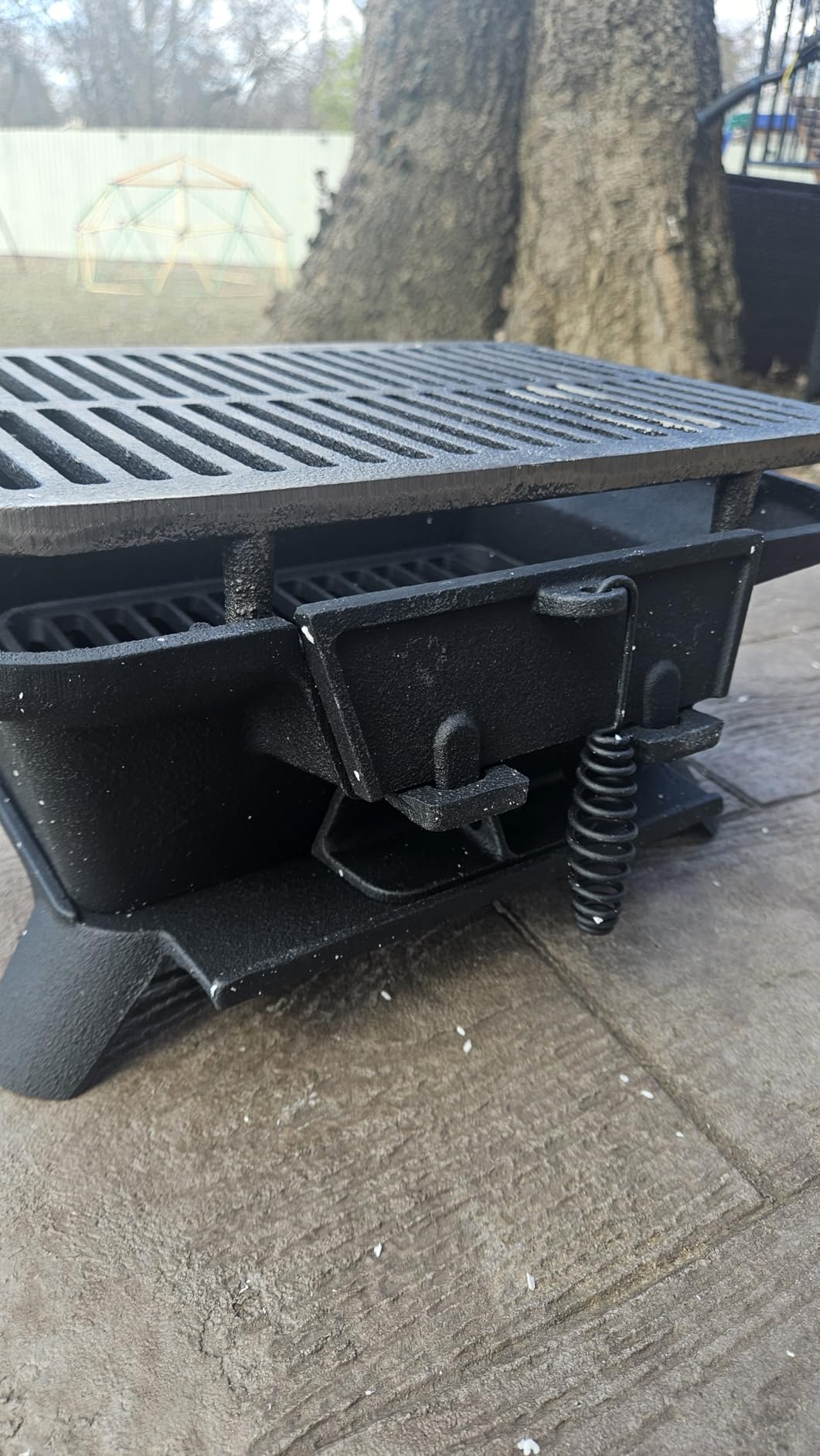 HAPPYGRILL Cast Iron Charcoal Grill, Portable Hibachi Grill w/Air Regulating Door & Fire Gate, Grate Lifter, Double-sided Japanese Stove for Outdoor Camping Backyard Barbecue Party customer photo 1