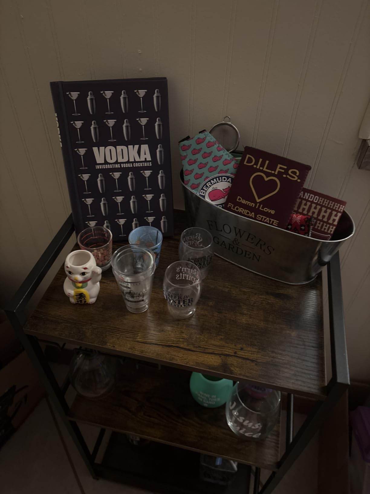 TUTOTAK Bar Cart, Home Bar Serving Cart with 3-Tier Shelf, Drink Cart with Wine Rack, Glass Holder, Rolling Bar Carts for the Home, Living Room, Brown customer photo 2