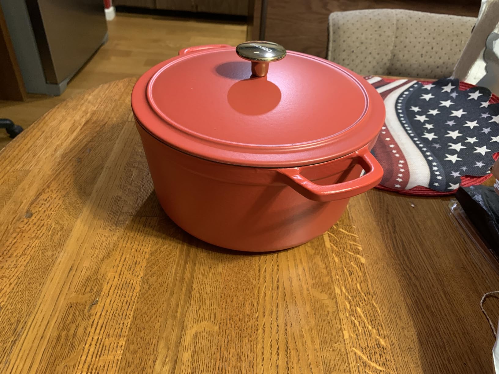 CAROTE 5QT Enameled Cast Iron Dutch Oven Pot with Lid, Heavy-Duty Dutch Oven for Sourdough Bread Baking, Braising, Stews, Roasting, Healthy & Non-Toxic, Dual Handles, All Stovetop Compatible, Oven Safe up to 500 F, Cream White customer photo 1