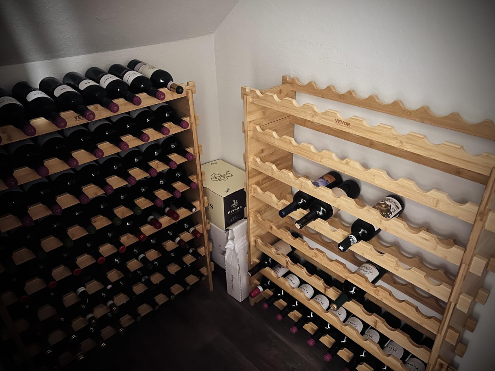 VEVOR 8-Tier 72 Bottles Stackable Modular Wine Rack, Freestanding Wines Holder Display Shelf, Solid Bamboo Wood Storage Racks, Wobble-Free Shelves for Kitchens, Dining Rooms, Cellars, Natural Color customer photo 1