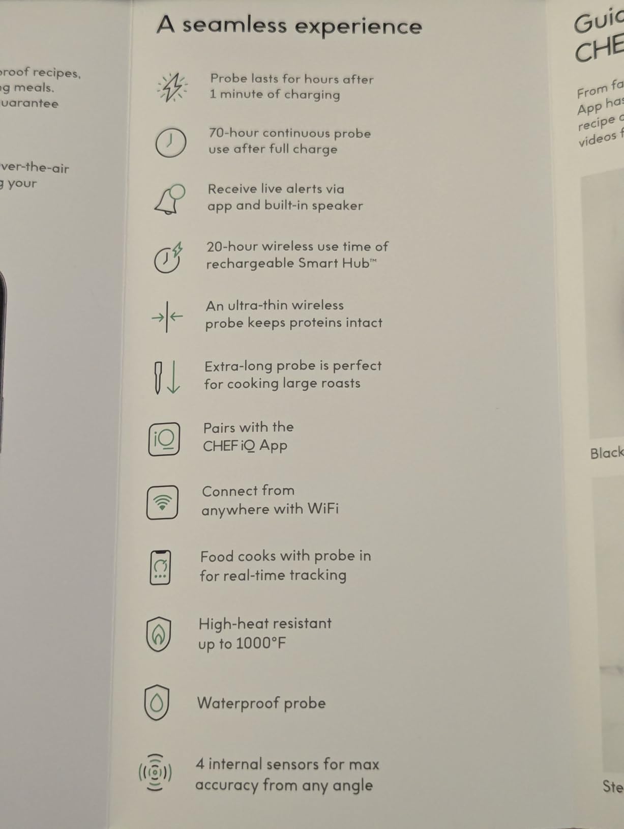 CHEF iQ Sense | Smart Wireless Meat Thermometer | Ultra-Thin Probe | WiFi Unlimited Range | 1000°F Heat Safe | 5 Sensors | BBQ, Grill, Oven, Smoker, Air Fryer | Gen3 customer photo 1