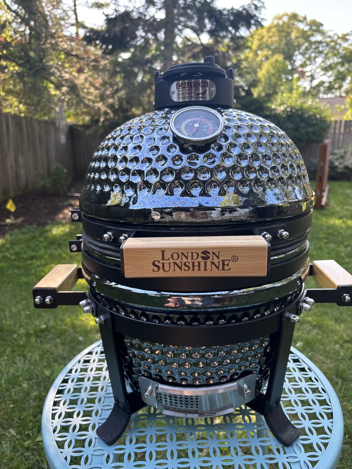 Upgraded 13 inch Ceramic Kamado Grill with Waterproof Air Vent Cap | Portable Tabletop Charcoal BBQ Grill Smoker for Outdoor Cooking, Patio, Camping | Orange customer photo 1