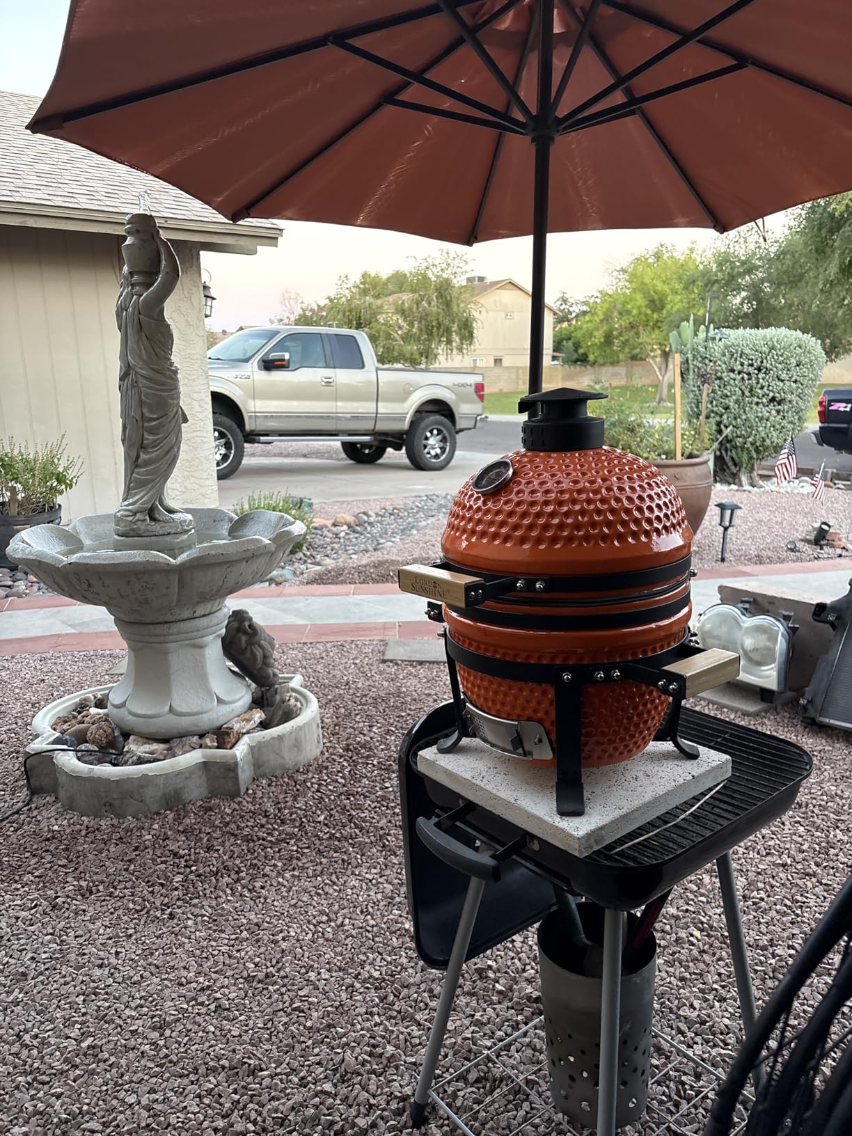 Upgraded 13 inch Ceramic Kamado Grill with Waterproof Air Vent Cap | Portable Tabletop Charcoal BBQ Grill Smoker for Outdoor Cooking, Patio, Camping | Orange customer photo 2