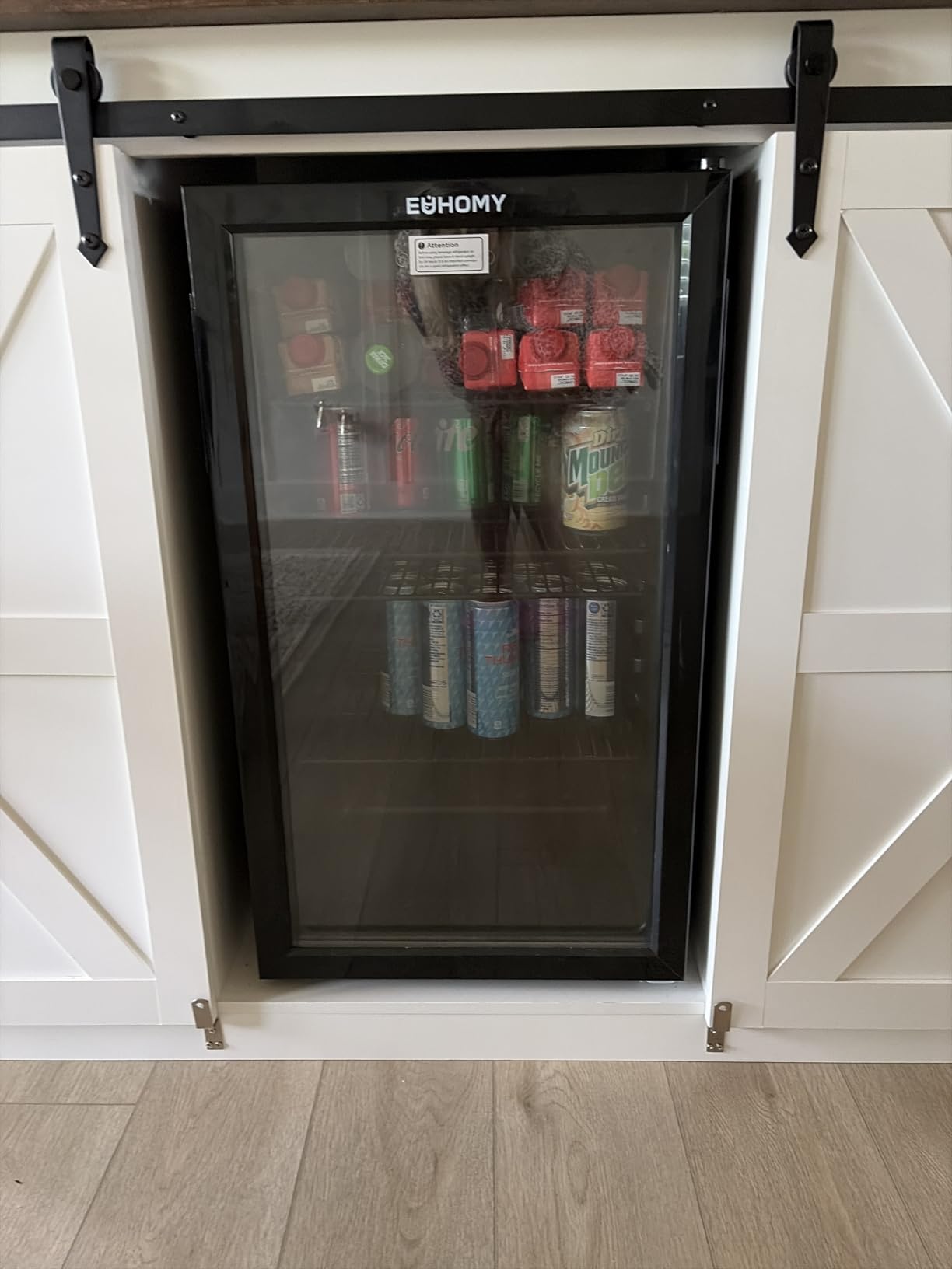 EUHOMY 18L Freestanding Counter-top Wine Fridge Mini Fridge, 4 Bottle and 6 Can Wine Cooler for Red White Wine, Wine Cellar with LED Digital Temperature Display Quiet, Black customer photo 2