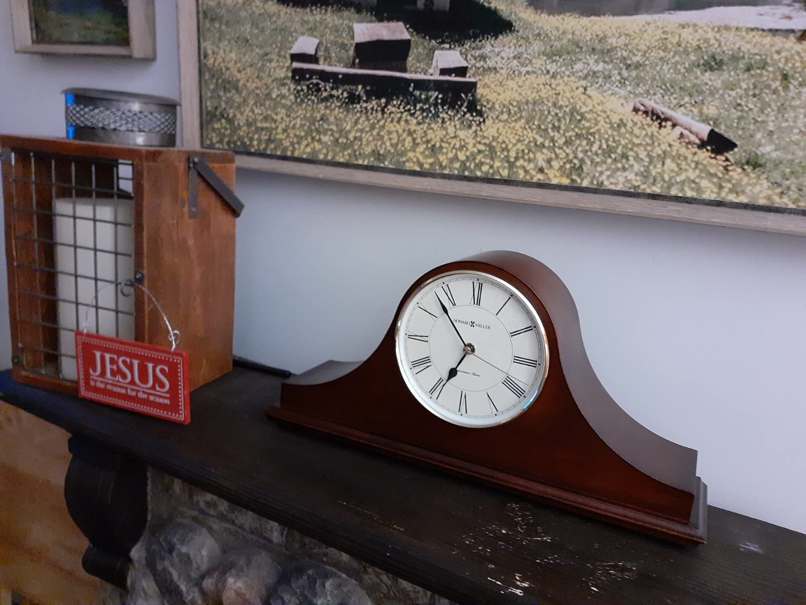 Howard Miller Christopher Mantel Clock - Hardwood Table Clock, Quartz Movement, Westminster Chime, Brass Bezel, Roman Numerals, Battery Powered customer photo 2