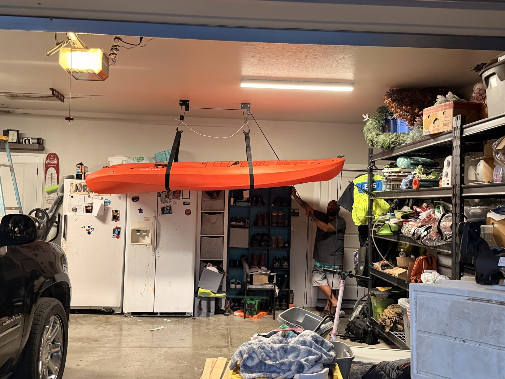 RAD Sportz Kayak Storage Hoist - Overhead Pulley System with 125lb Capacity for Canoes, Bikes, Ladders, and More - for up to 12-Foot Ceilings customer photo 2