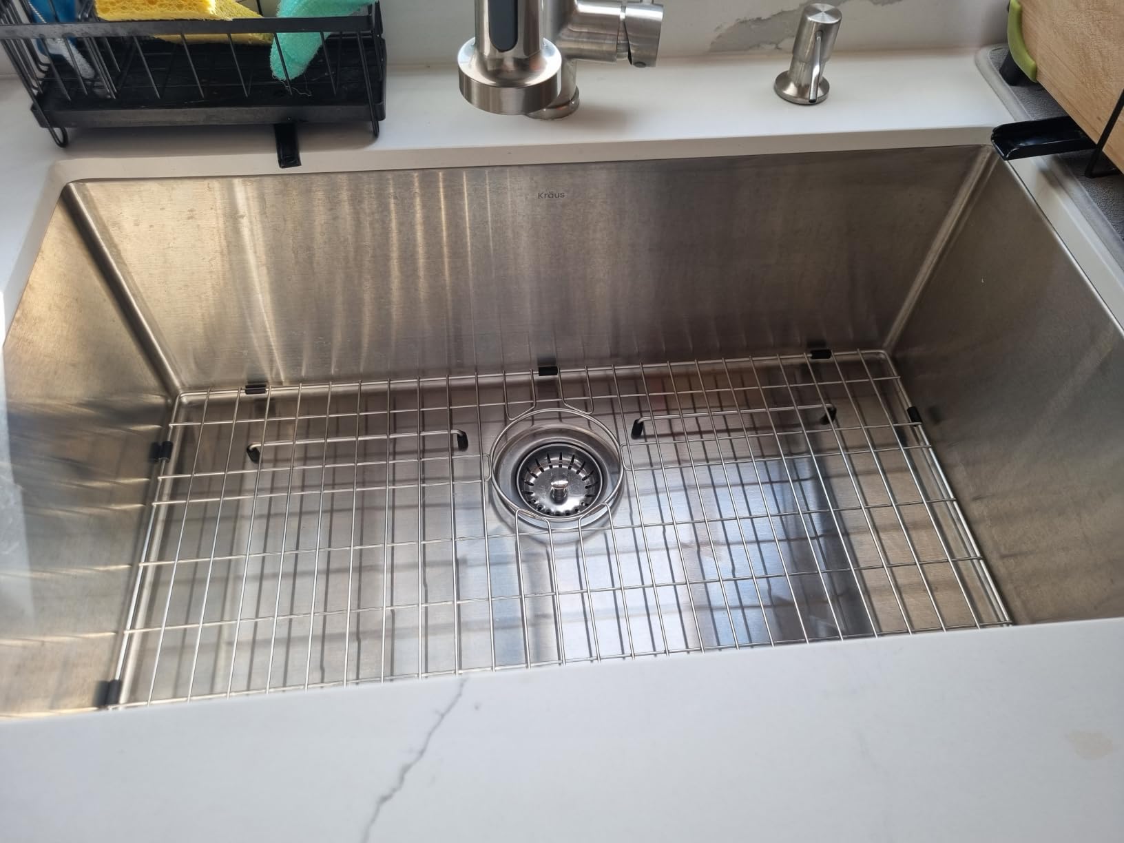 KRAUS Stainless Steel 32 in 16 Gauge Undermount Sink KHU100-32 | 16-gauge TRU16 steel construction, rounded corners for easy cleaning, channel grooves for draining, NoiseDefend pads customer photo 1