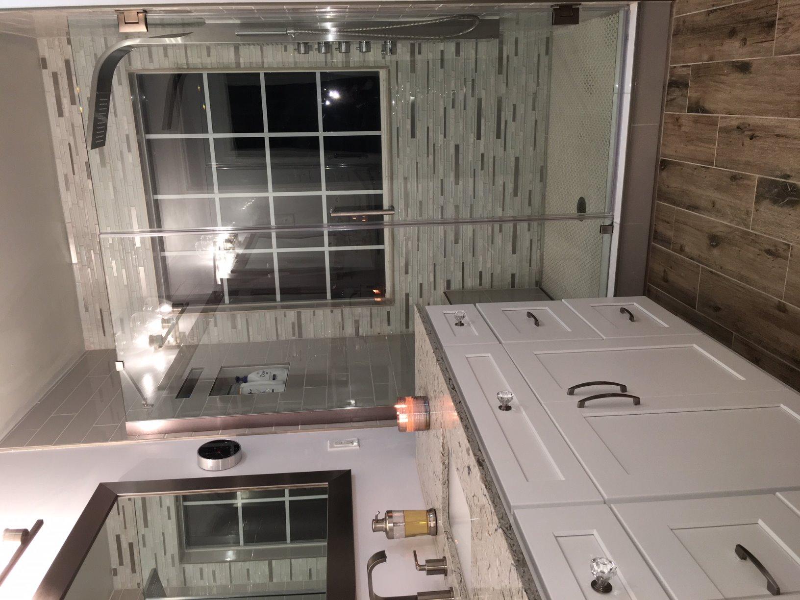 DreamLine Unidoor 57-58 in. W x 72 in. H Frameless Hinged Shower Door with Support Arm in Brushed Nickel, SHDR-20577210-04 customer photo 1