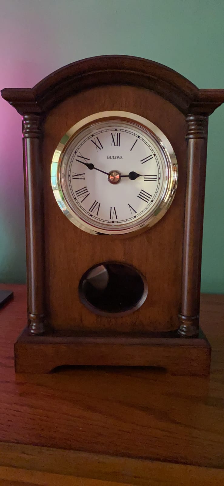 Bulova Dalton Chiming Pendulum Table Clock - Walnut Finish - Gold-Tone Accents customer photo 2