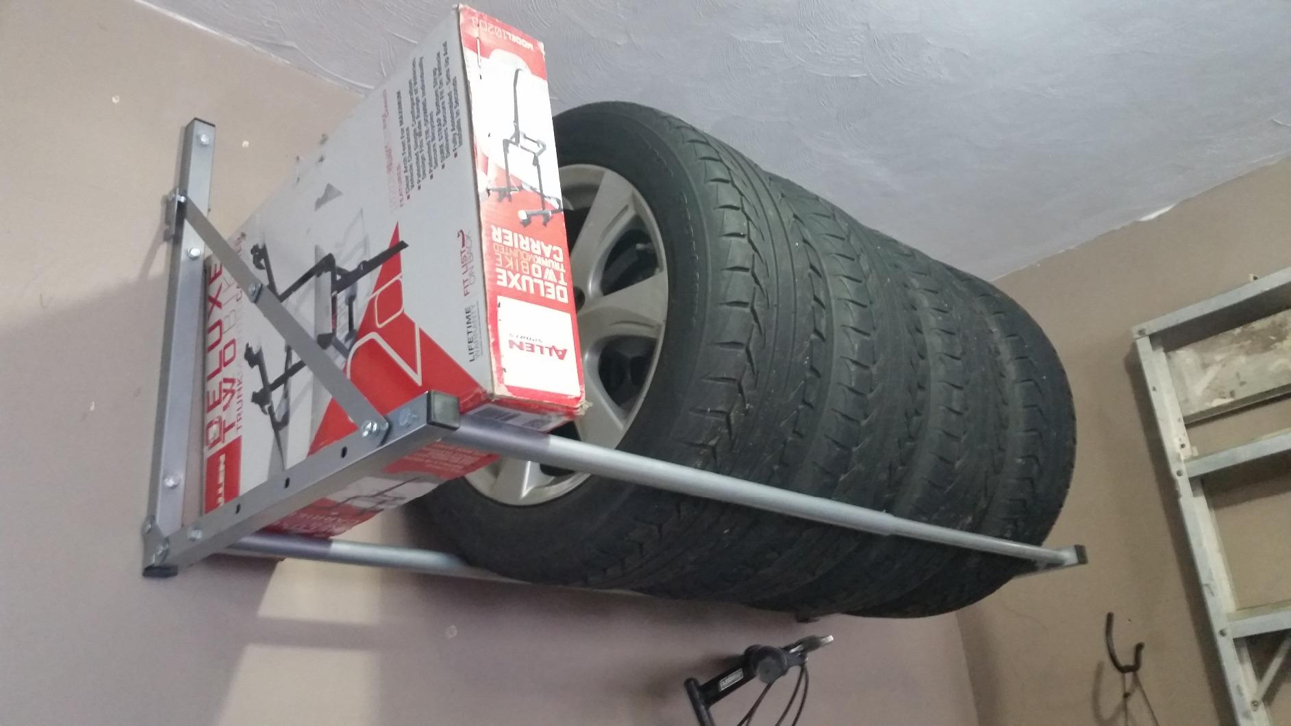 HyLoft Wall-Mounted Folding Tire Storage Loft Rack | 32 to 48 In., Supports 300 Pounds, Folds Flat, Adjustable, Part 01031 customer photo 1