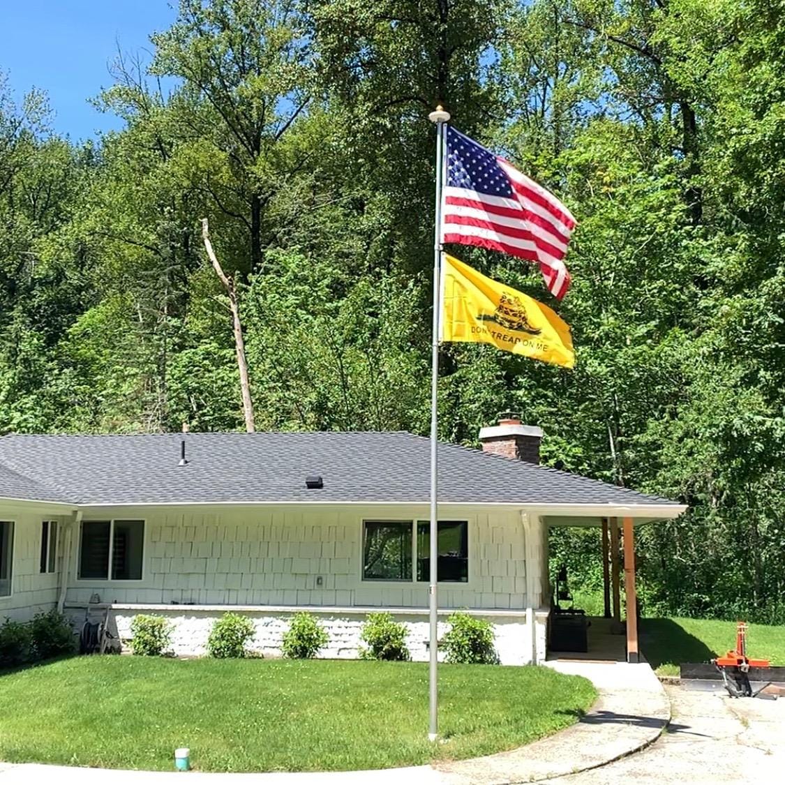 TITAN TELESCOPING FLAGPOLE, 20ft Silver - Made in The USA Heavy Duty Flag Pole Kit, Anodized Aluminum Telescoping Flag Pole, 4 x 6 American Flag, Hardware for 2 Flags, Assembly Instructions Included customer photo 2