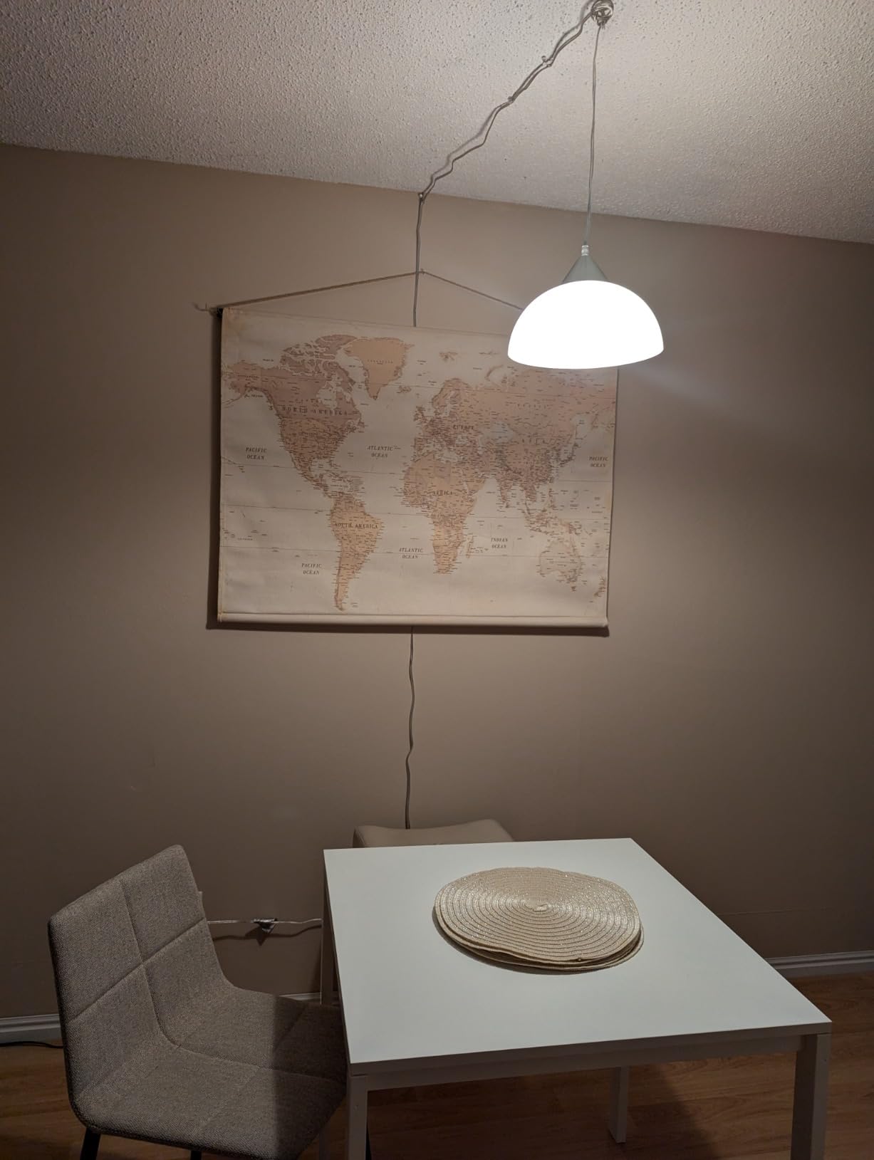 Globe Electric 64413 1-Light Plug-in Pendant, Brushed Steel, Frosted White Shade, 15ft Clear Cord, in-Line On/Off Switch, E26 Base Socket, Kitchen Island, Cafe, Hanging Light, Bulb Not Included customer photo 2