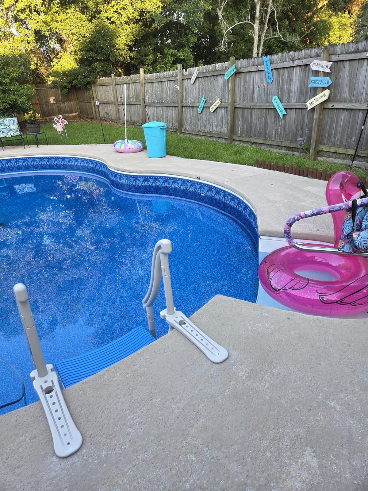 Confer Plastics Curved Drop-in Inground Pool Step 3 Tread Stair Entry System w/ 2 Handrails & Adjustable Mounting Brackets - Base Step, Grey Treads customer photo 1