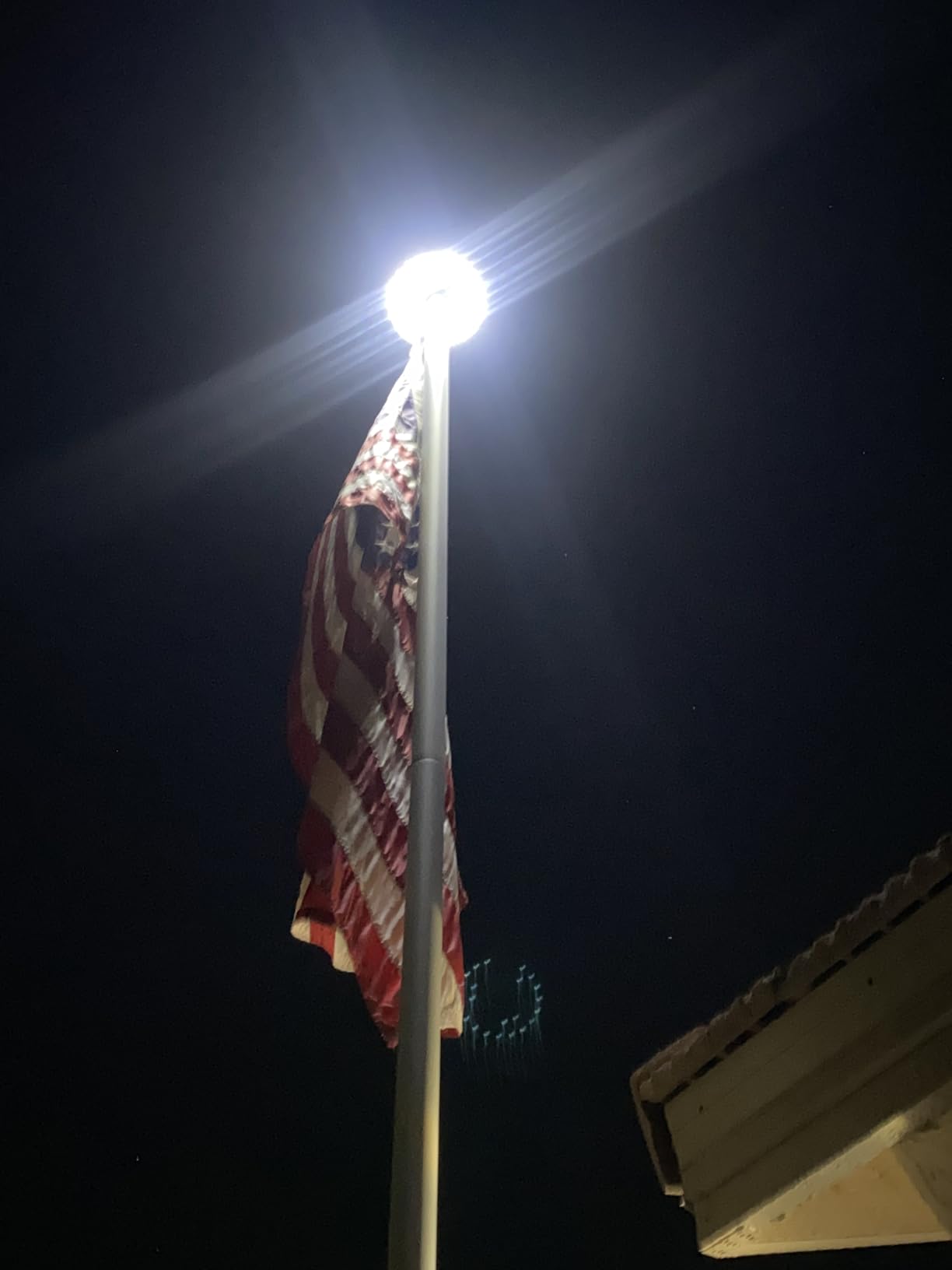 Deluxe Solar Powered Flagpole Light, Silver | Dusk to Dawn 12+ Hours, 26 LED, 1300 Lumen, Waterproof, 100% Coverage customer photo 1