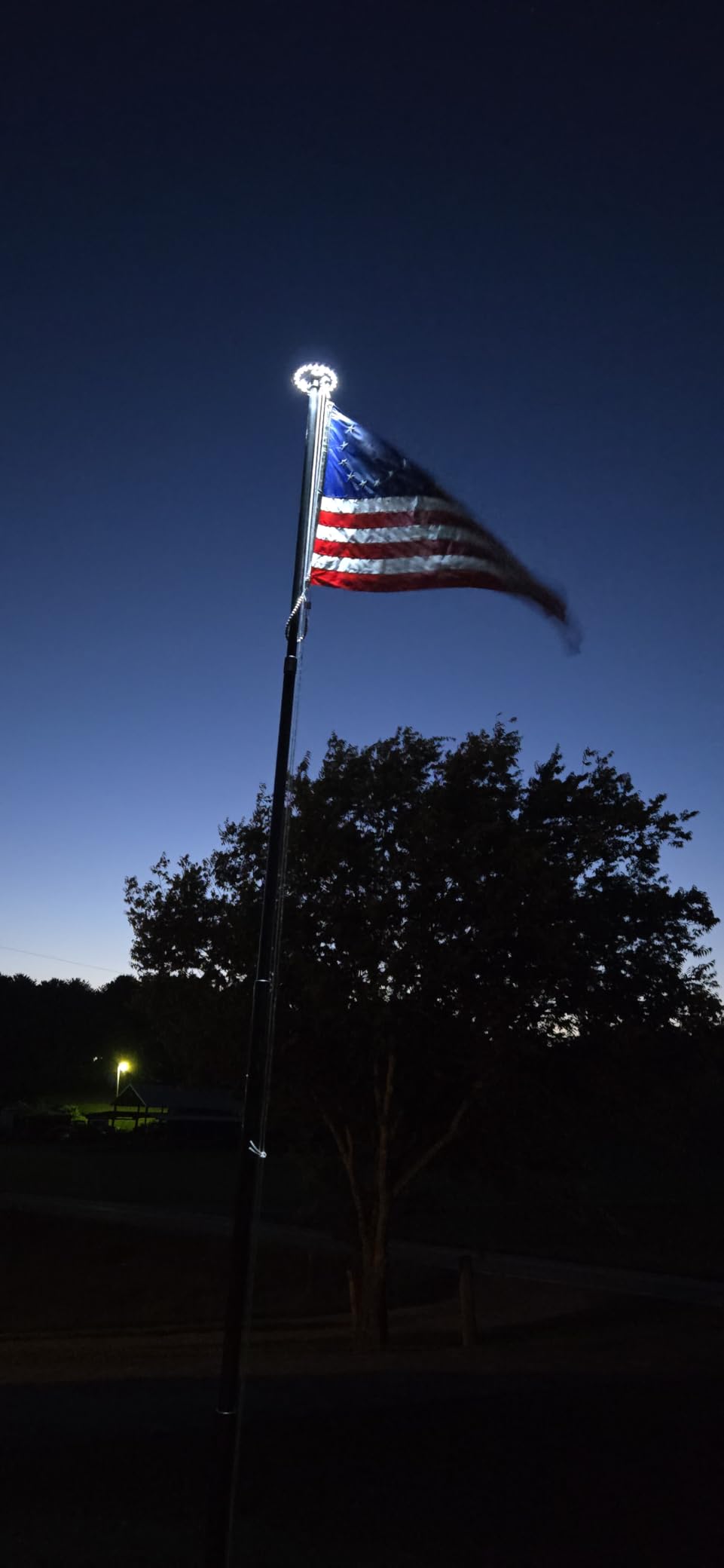 Deluxe Solar Powered Flagpole Light, Silver | Dusk to Dawn 12+ Hours, 26 LED, 1300 Lumen, Waterproof, 100% Coverage customer photo 2