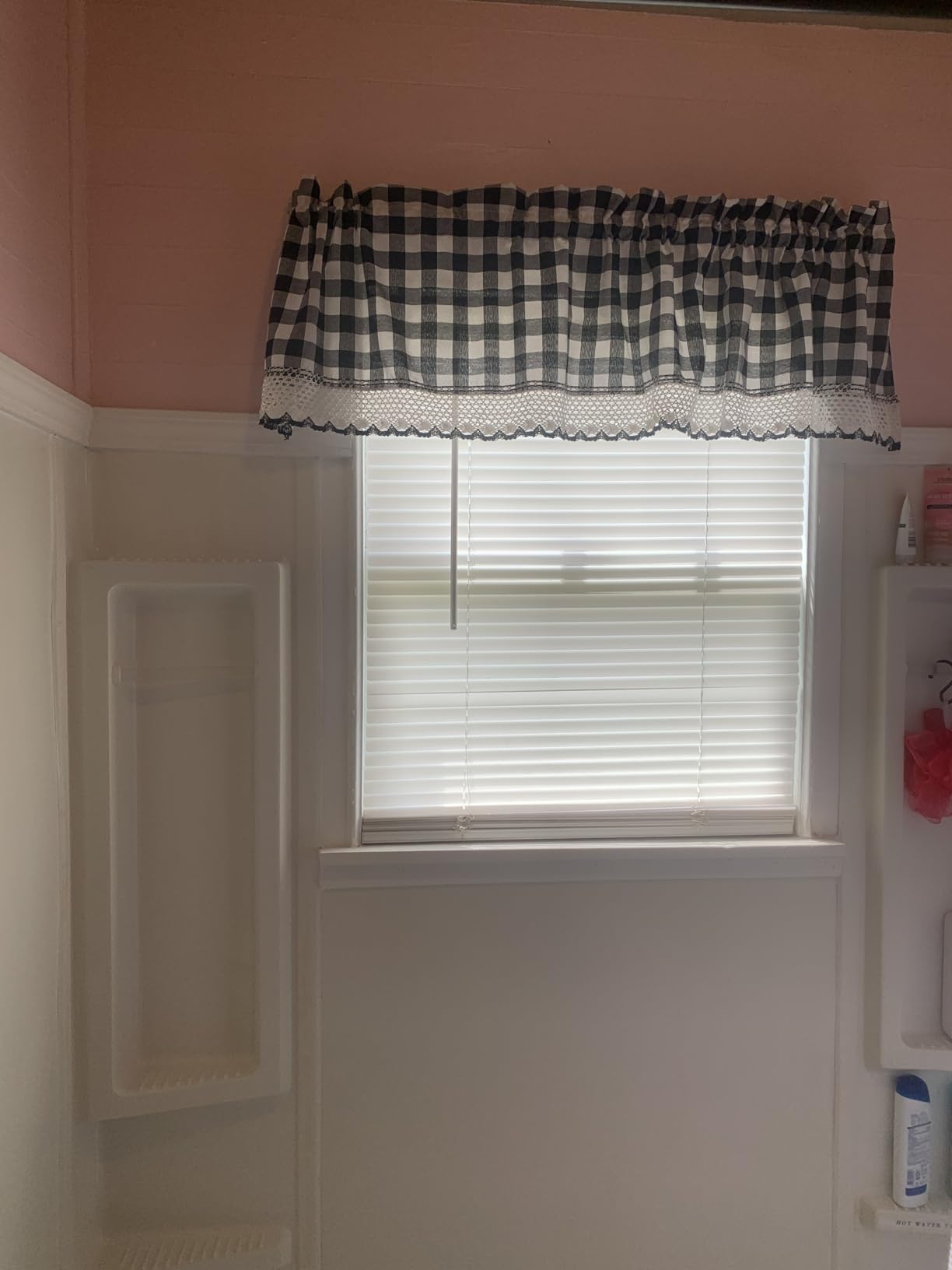 ACHIM Buffalo Check Valance Window Curtains - 58 Inch Width, 14 Inch Length - Black & White Plaid - Light Filtering Farmhouse Country Drapes for Bedroom Living & Dining Room Home Decor customer photo 1