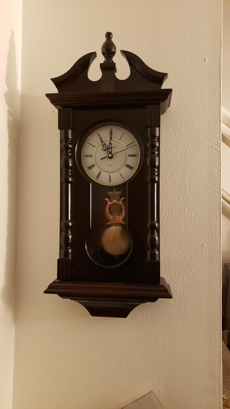 Wall Clocks: Grandfather Wood Wall Clock with Chime. Pendulum Wood Traditional Clock. Makes a Great Housewarming or Birthday Gift Wall Clock Chimes Every Hour with Westminster Melody customer photo 2