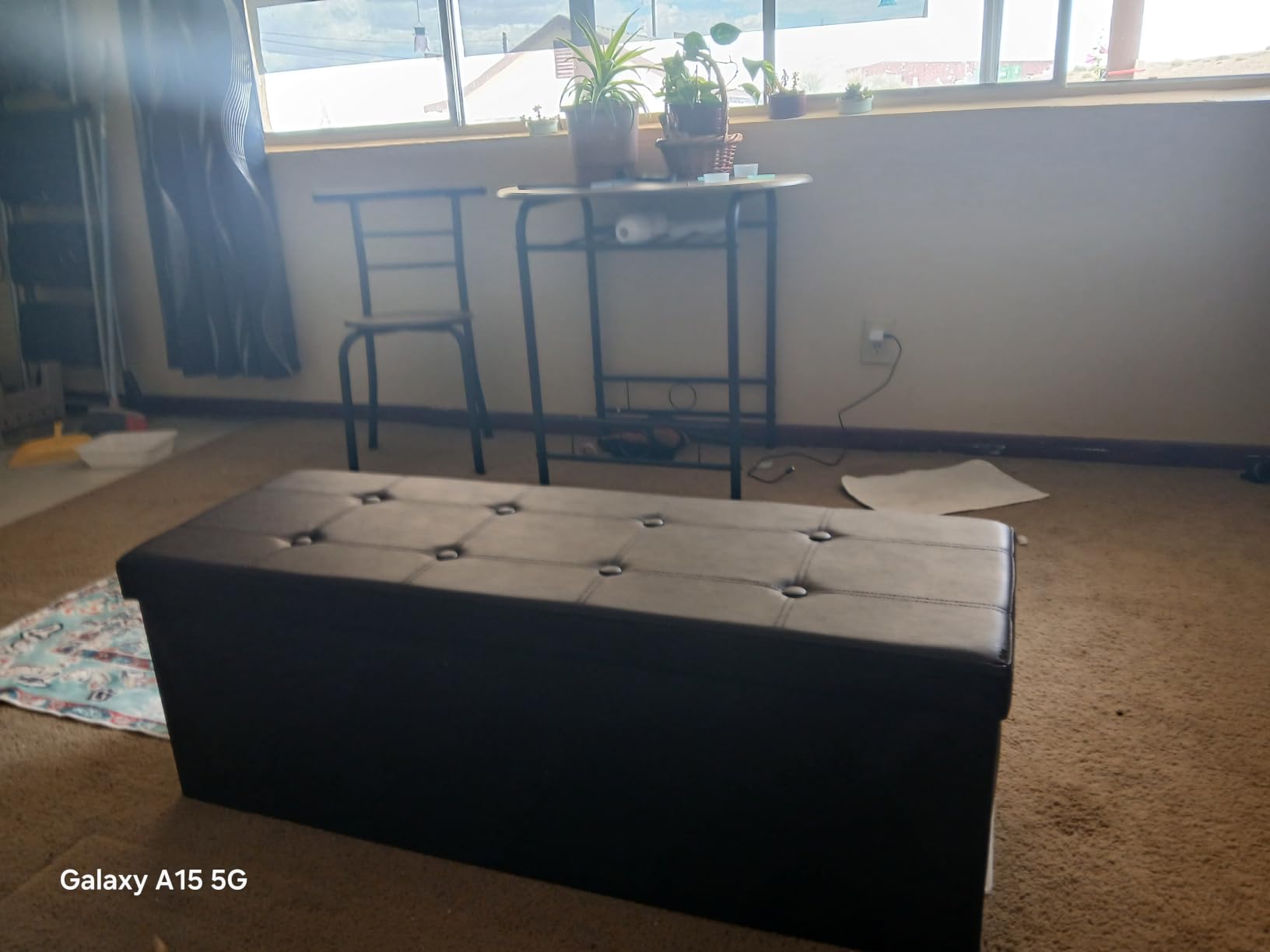 SONGMICS MAZIE Collection - 43 Inches Folding Storage Ottoman Bench, Ottoman with Storage, Foot Rest Stool, Load 660 lb, for Living Room, Synthetic Leather, Black customer photo 2