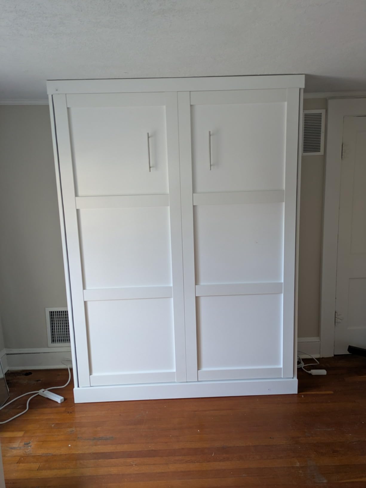 Bestar Full Murphy Bed, White, Pur, 59W | Dual piston mechanism; for guest room or multipurpose space; Shaker-inspired trim with metal handles customer photo 2