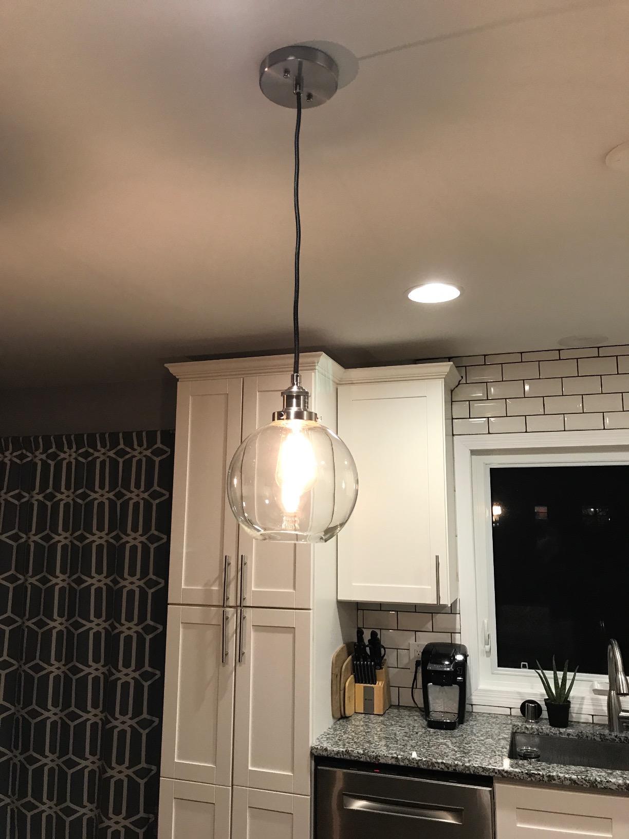 Linea di Liara Primo Large Black and Gold Glass Globe Pendant Light Fixture Farmhouse Pendant Lighting for Kitchen Island Mid Century Modern Ceiling Light Clear Glass Shade, UL Listed customer photo 2
