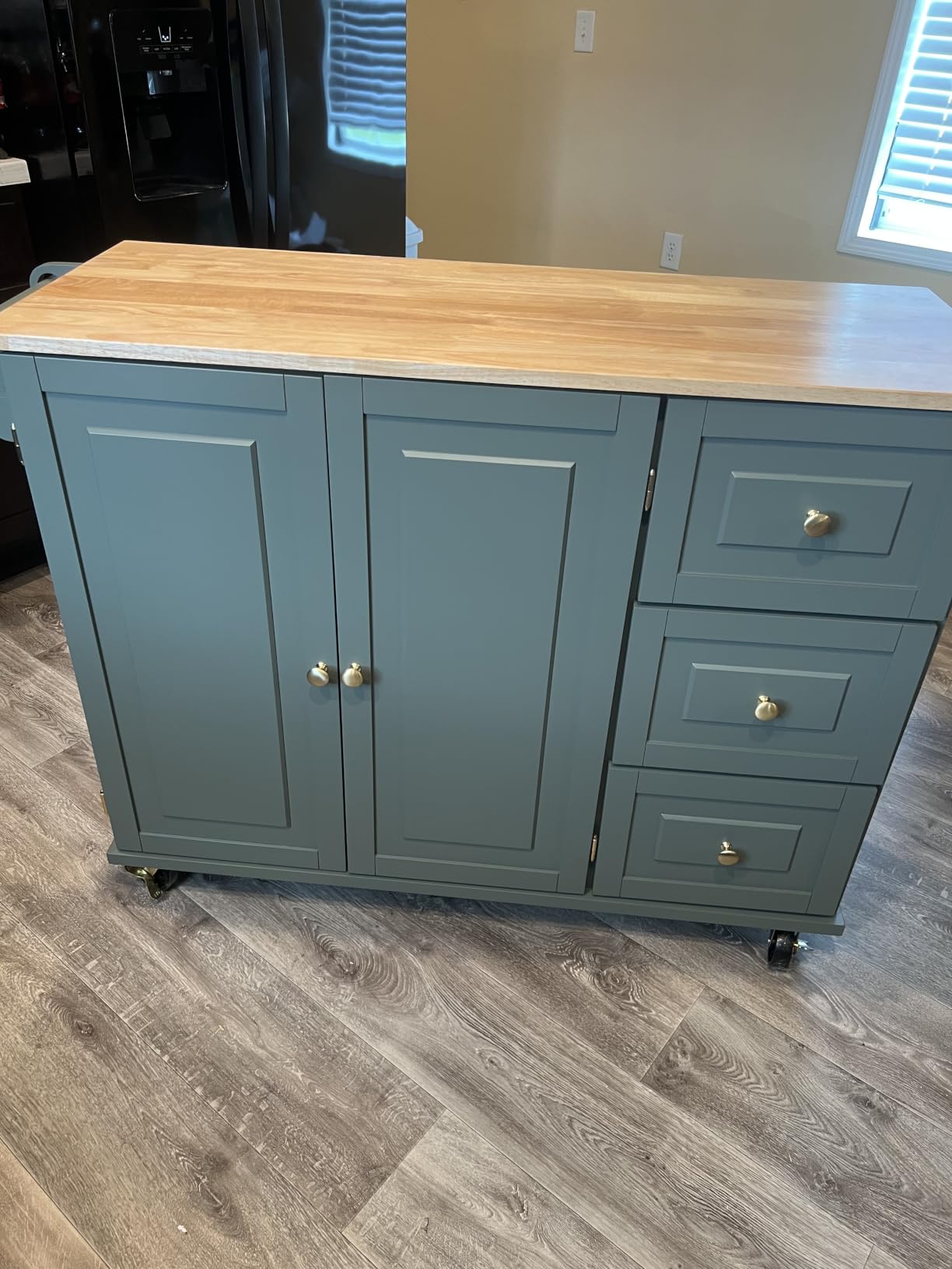 Homestyles Dolly Madison Off-White Mobile Kitchen Island Cart with Wood Drop Leaf Breakfast Bar customer photo 1