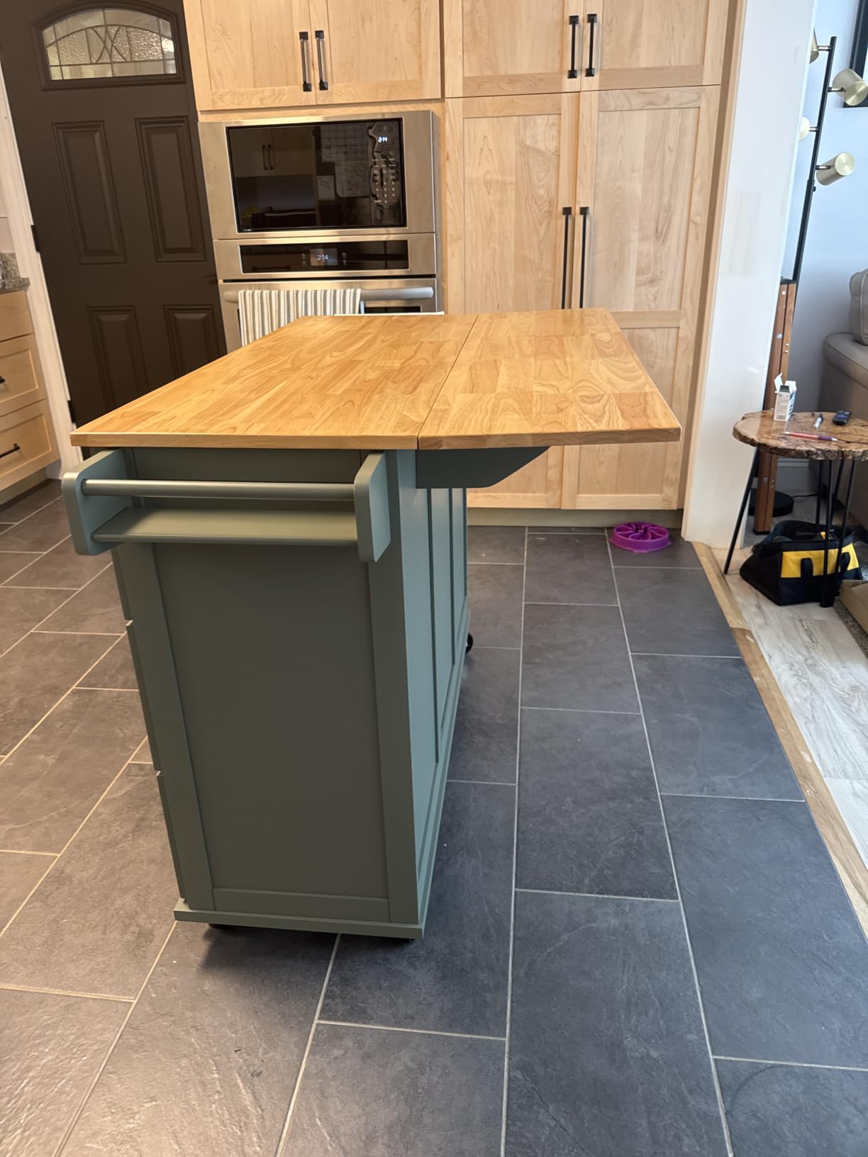 Homestyles Dolly Madison Off-White Mobile Kitchen Island Cart with Wood Drop Leaf Breakfast Bar customer photo 2