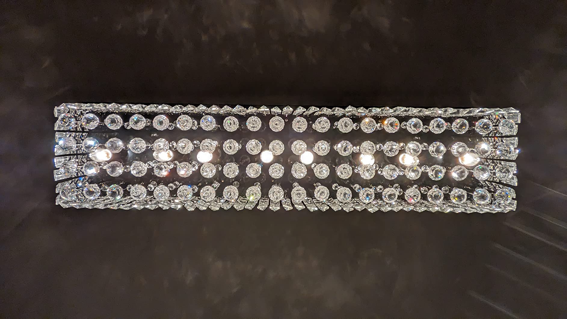 7PM Rectangle K9 Crystal Chandelier Modern Rectangular Pendant Lighting Fixture for Dining Room Kitchen Island Bedroom Black L47'' x W10'' x H10'' customer photo 1