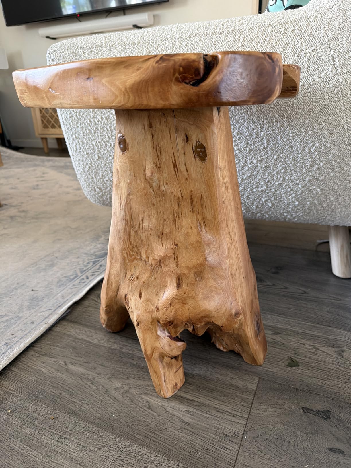 WELLAND Solid Wood Pedestal End Table, 19 H Rustic Accent Table | Handcrafted from solid wood, showcasing unique grain patterns and natural organic beauty customer photo 1