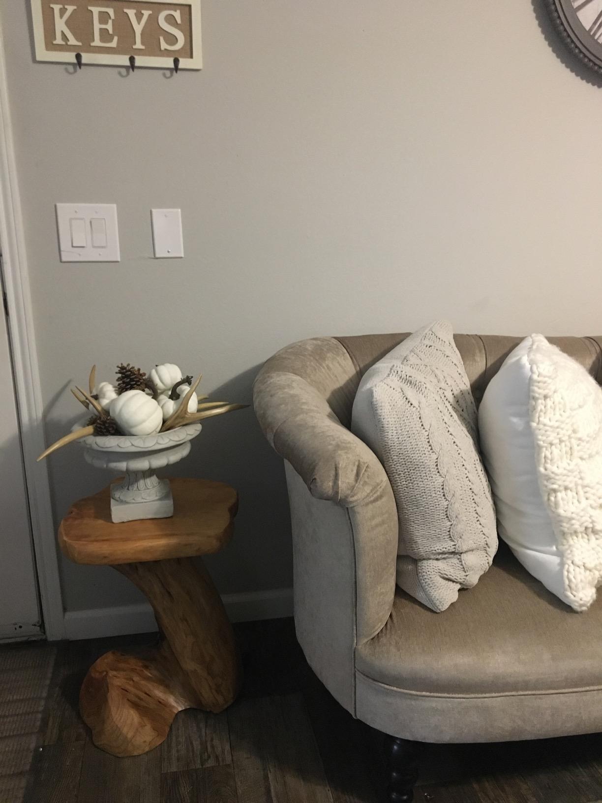 WELLAND Solid Wood Pedestal End Table, 19 H Rustic Accent Table | Handcrafted from solid wood, showcasing unique grain patterns and natural organic beauty customer photo 2