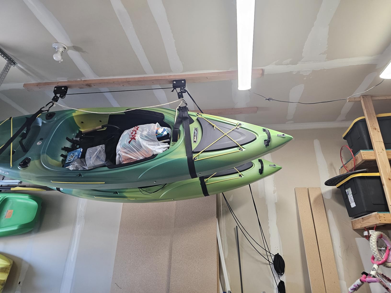 RAD Sportz Kayak Hoist 2-Pack Quality Garage Storage Canoe Lift with 125 lb Capacity - Pulley System | Kayak Hanger for Canoes, Bikes, Ladders, and More - Fits Ceilings up to 12ft customer photo 2