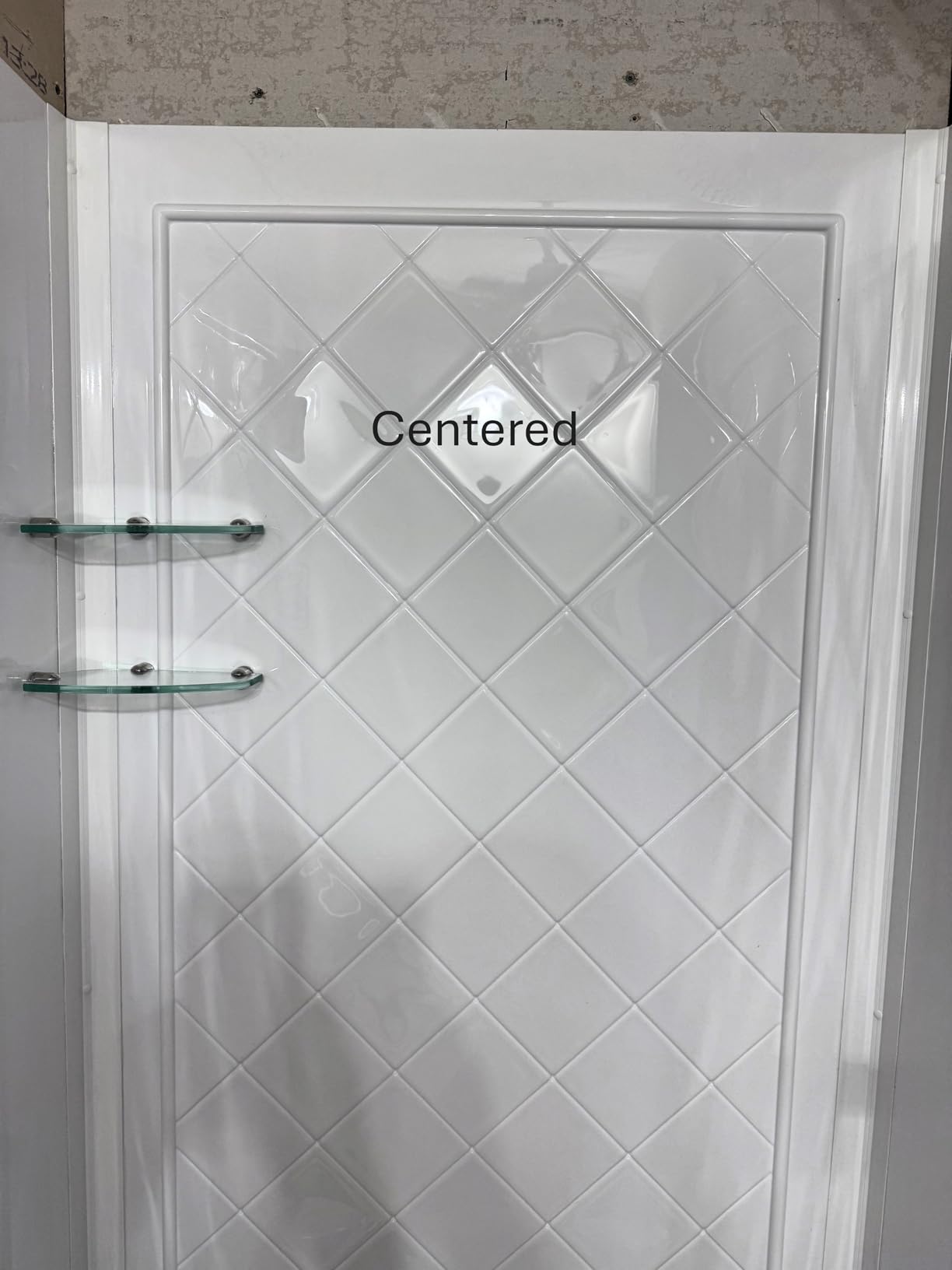 DreamLine 32 in. D x 48 in. W x 76 3/4 in. H Center Drain Acrylic Shower Base and QWALL-5 Backwall Kit In White, DL-6070C-01 customer photo 2