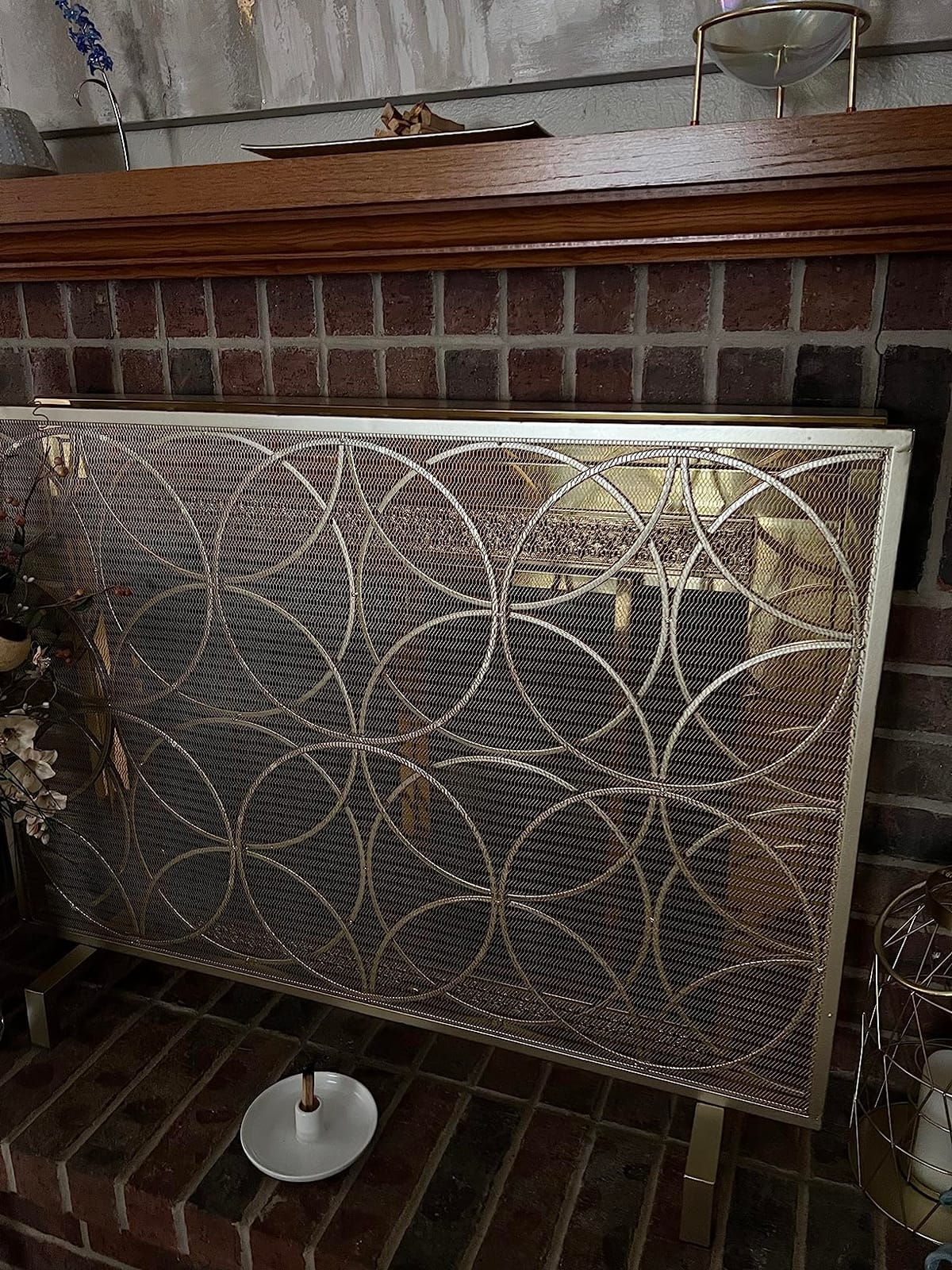 Christopher Knight Home Valeno Single Panel Iron Fireplace Screen, Gold customer photo 1