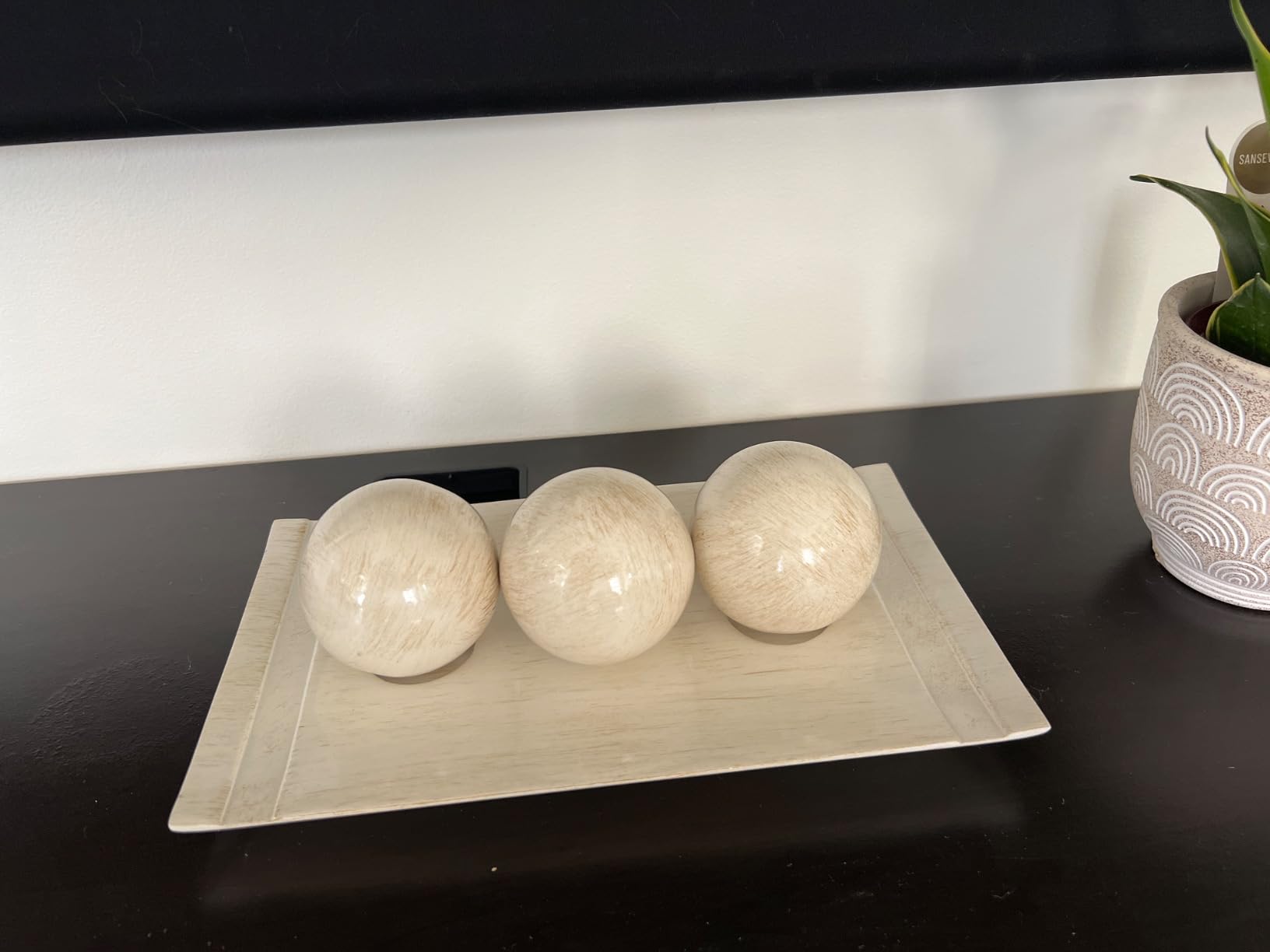 Creative Scents Dublin Brown Tray and Ball Set - Living Room, Entry Table Decor Centerpiece Table Decorations - Decorative Tray for Dining Room customer photo 1