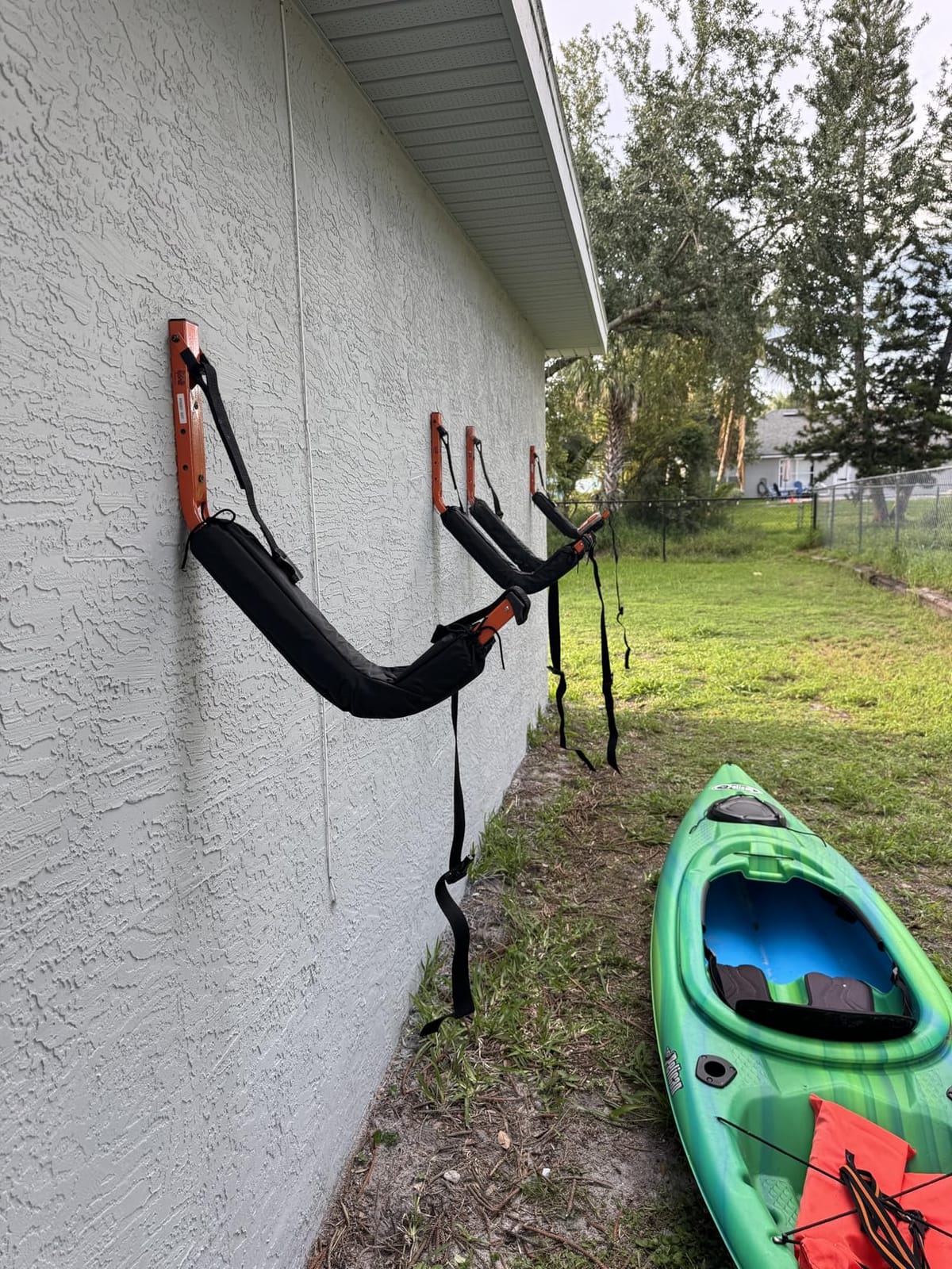 Kayak Storage Hooks - Set of 2 Wall Mount Garage Hangers - 125lbs Capacity Rack for Paddleboards, Surfboards, or Snowboards by Rad Sportz (Orange) customer photo 2