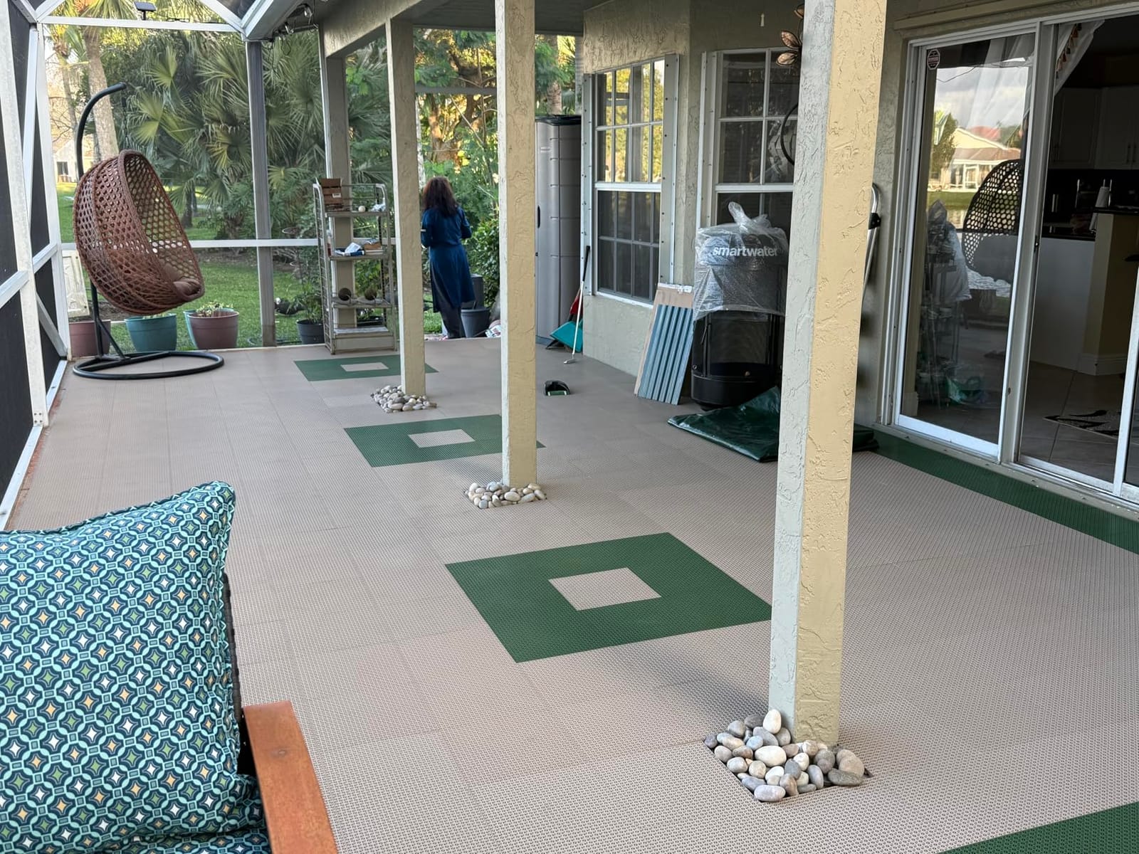 DuraGrid Deck Tiles, Interlocking Outdoor Tiles for Patio, Self-Draining, UV-Resistant, Water-Resistant Modular Flooring, Easy Install, 40 Pack, Gray customer photo 1