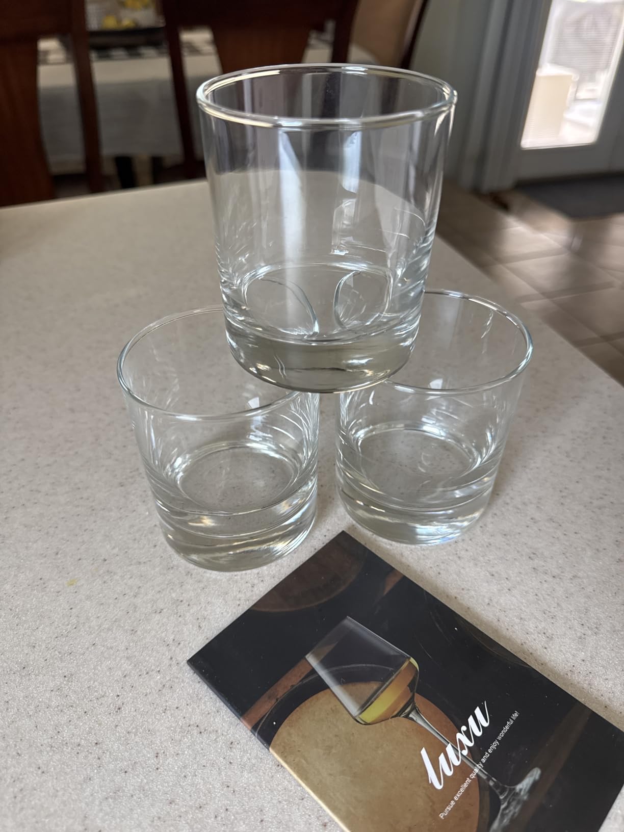 LUXU Whiskey Glasses, 11 OZ Short Glass Tumbler, Lowball Glasses Set of 6, Heavy Base Old Fashioned Rocks Glass customer photo 1