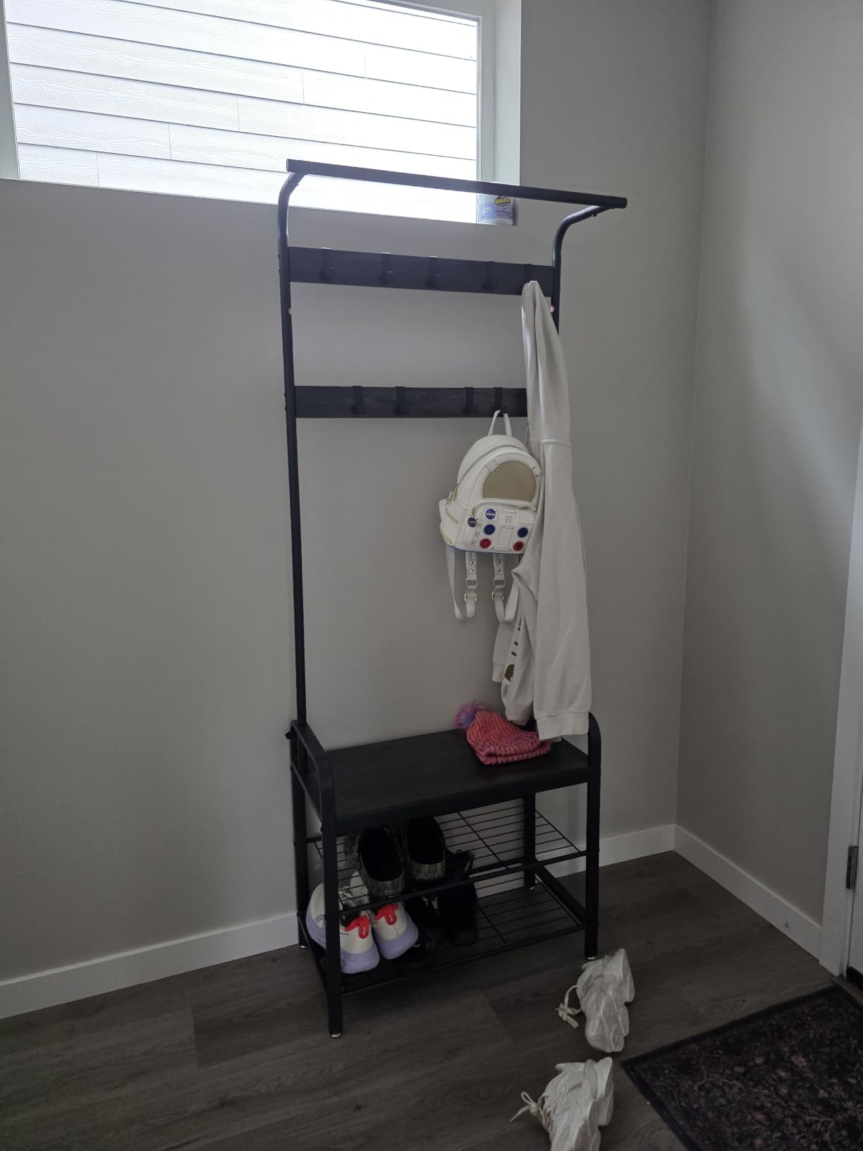 VASAGLE Coat Rack, Hall Tree with Shoe Bench for Entryway, Entryway Bench with Coat Rack, 4-in-1, with 9 Removable Hooks, a Hanging Rod, 13.3 x 28.3 x 72.1 Inches, Rustic Brown and Black UHSR40B customer photo 2