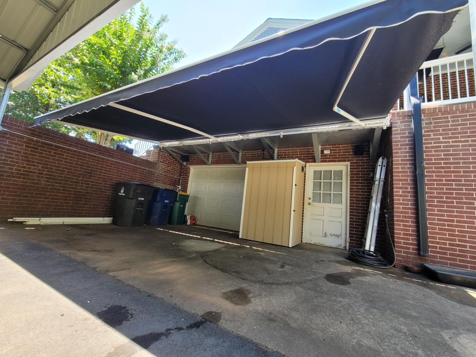 ALEKO Electric Patio Awning Caribbean White Frame 16x10 Gray | Retractable sunshade for decks and balconies, remote-controlled extension, water-resistant fabric, rust-free aluminum frame customer photo 2