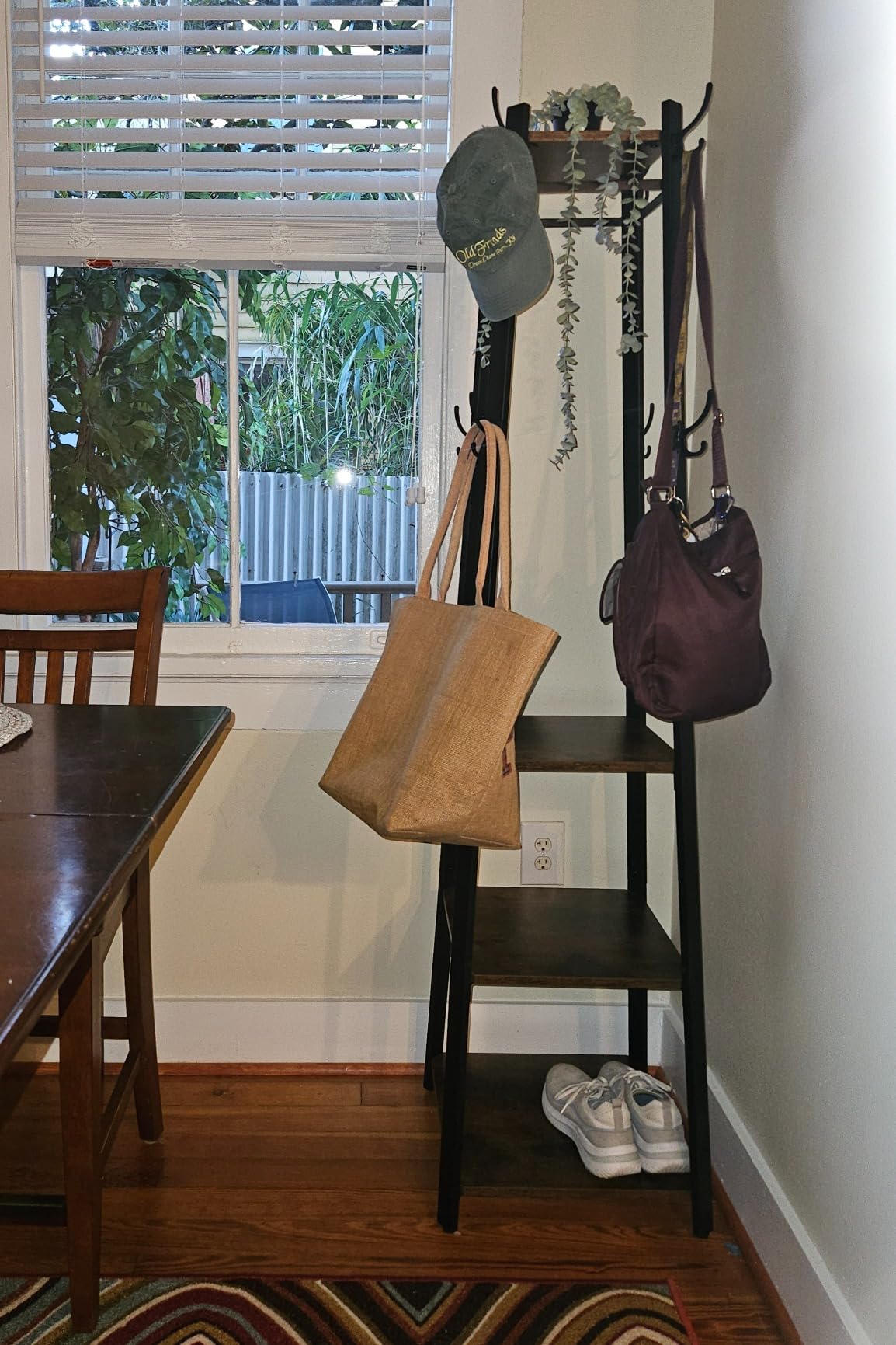 VASAGLE Coat Rack Freestanding, Hall Tree with 4 Shelves, Coat Hanger Stand, for Clothes, Hat, Bag, Modern Basic, Rustic Brown and Black, BARNET Collection ULCR80X customer photo 2