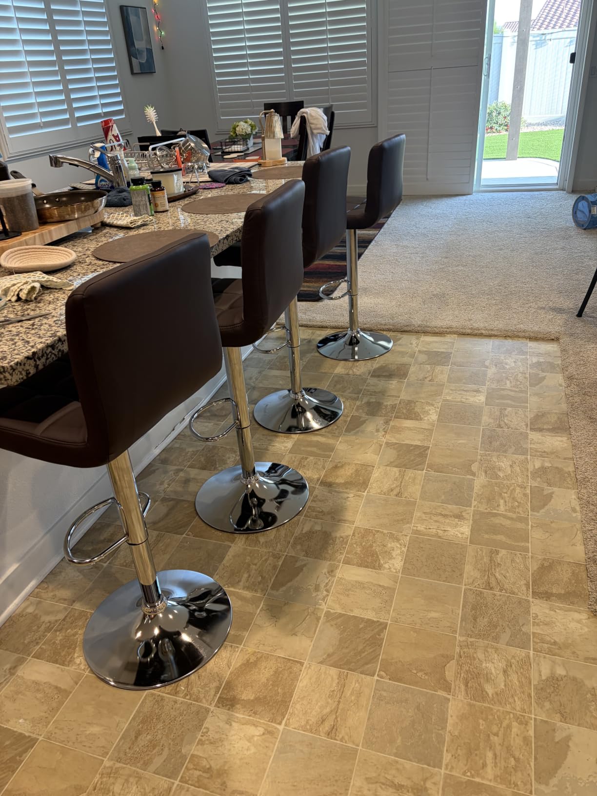 Yaheetech Bar Stools Set of 2 Adjustable Counter Height Barstools Black | 360 Degree Swivel Faux Leather Sillas Para Barra De Cocina with Back and Footrest for Kitchen Dining Room Island and Bar customer photo 1