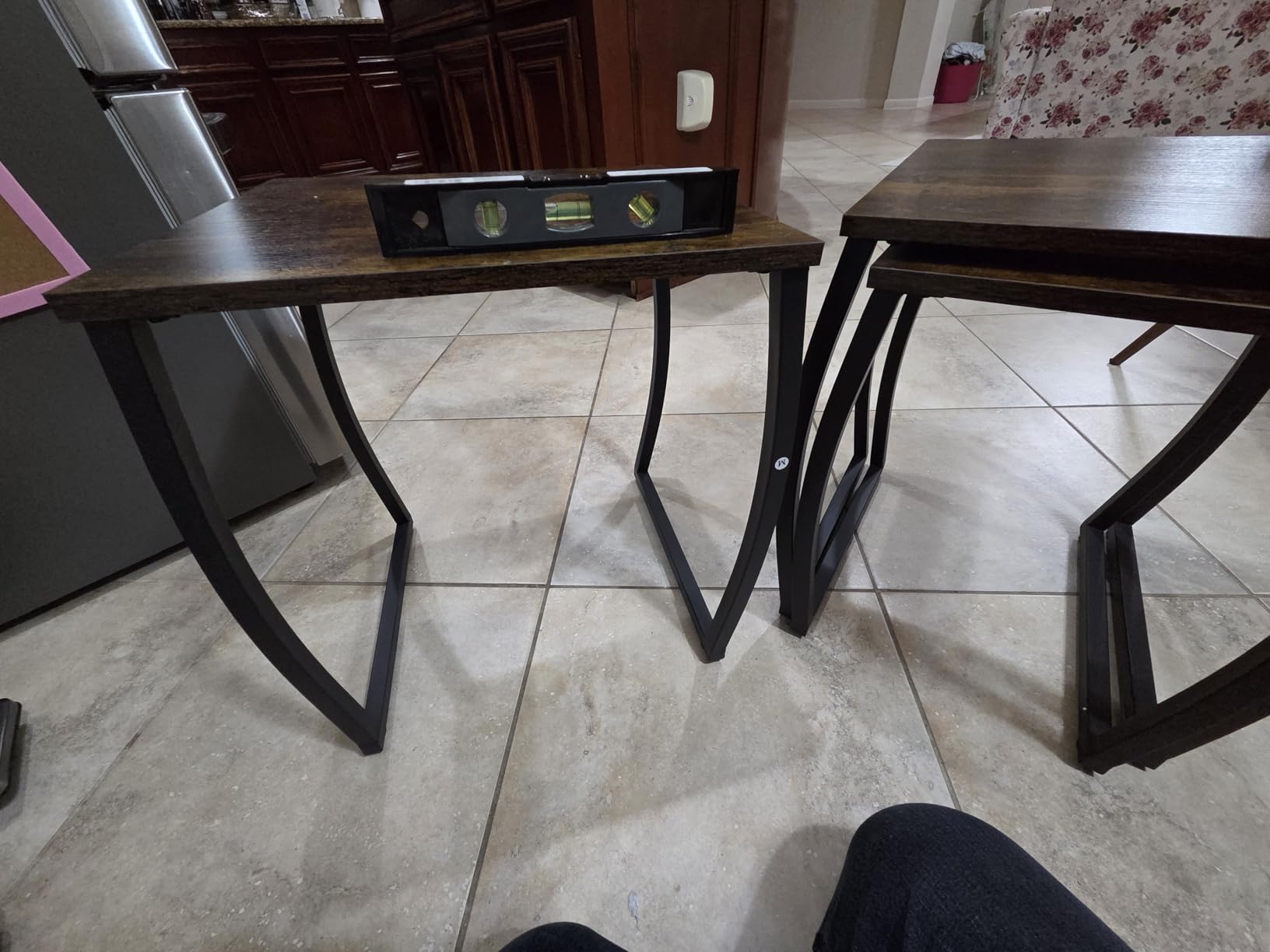 SRIWATANA Nesting Tables, Vintage Side End Tables Living Room, Coffee Snack Table Set of 3, Compact 3-Piece Stacking Tables, Sturdy Metal & Wood End Table Set for Small Spaces to Display Snacks, Laptops, Decor customer photo 1