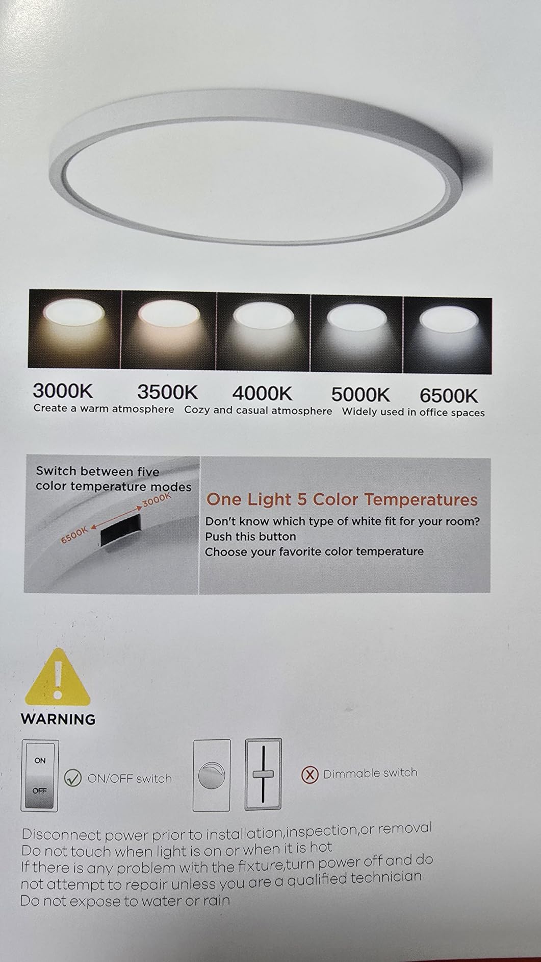 TALOYA 12 Inch Flush Mount Ceiling Light, 20W 5CCT Selectable, 3000K-6500K | Ultra-Thin Edge-Lit LED Ceiling Light Fixture for Bedroom, Kitchen, Laundry, Closet Room, 100-240V Compatible, White customer photo 1