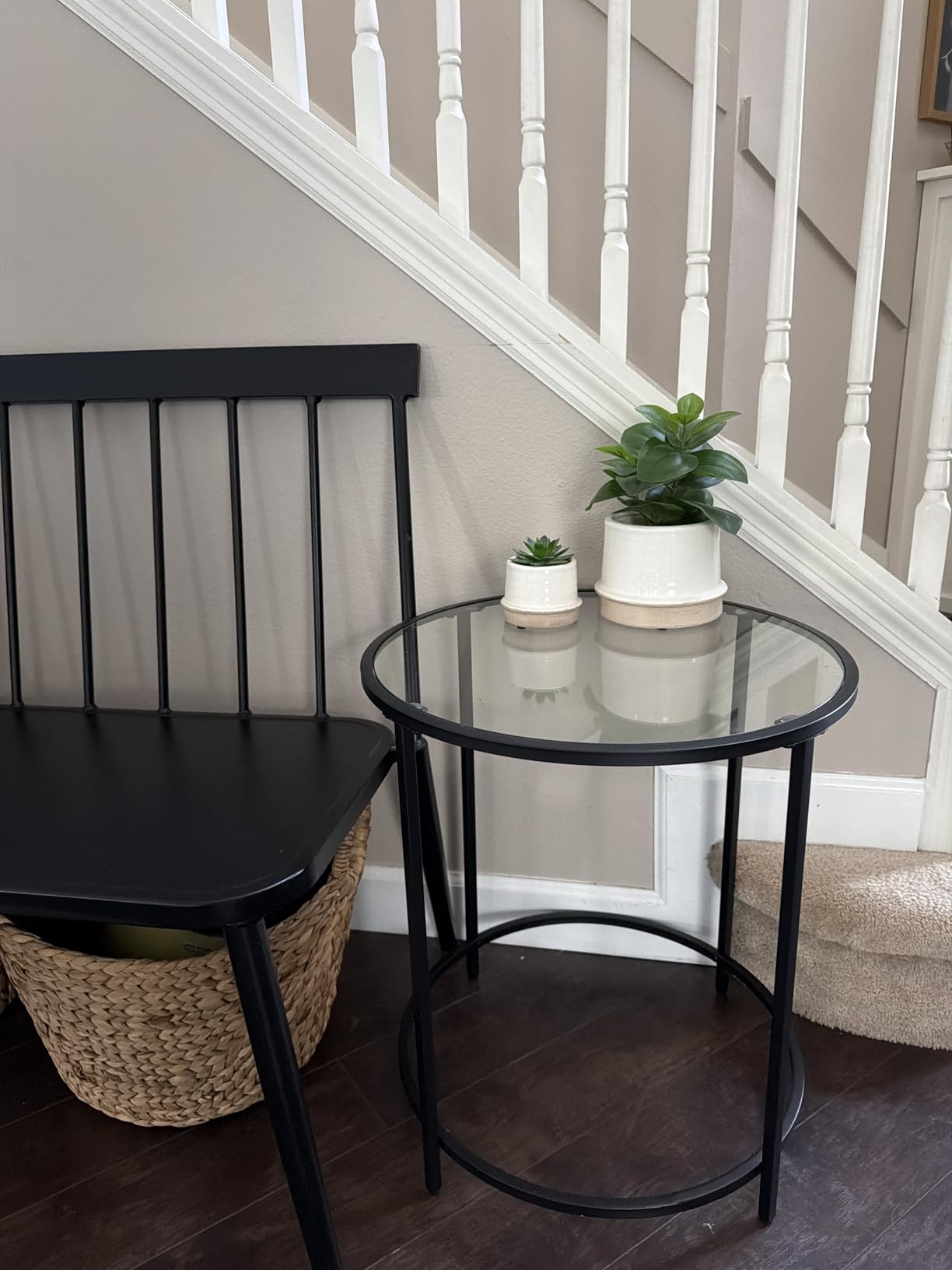 VASAGLE Round Side Table, Glass End Table with Metal Frame, Small Coffee Table with Modern Style, for Living Room, Balcony, Bedroom, Gold, BARIS Collection ULGT20G customer photo 2